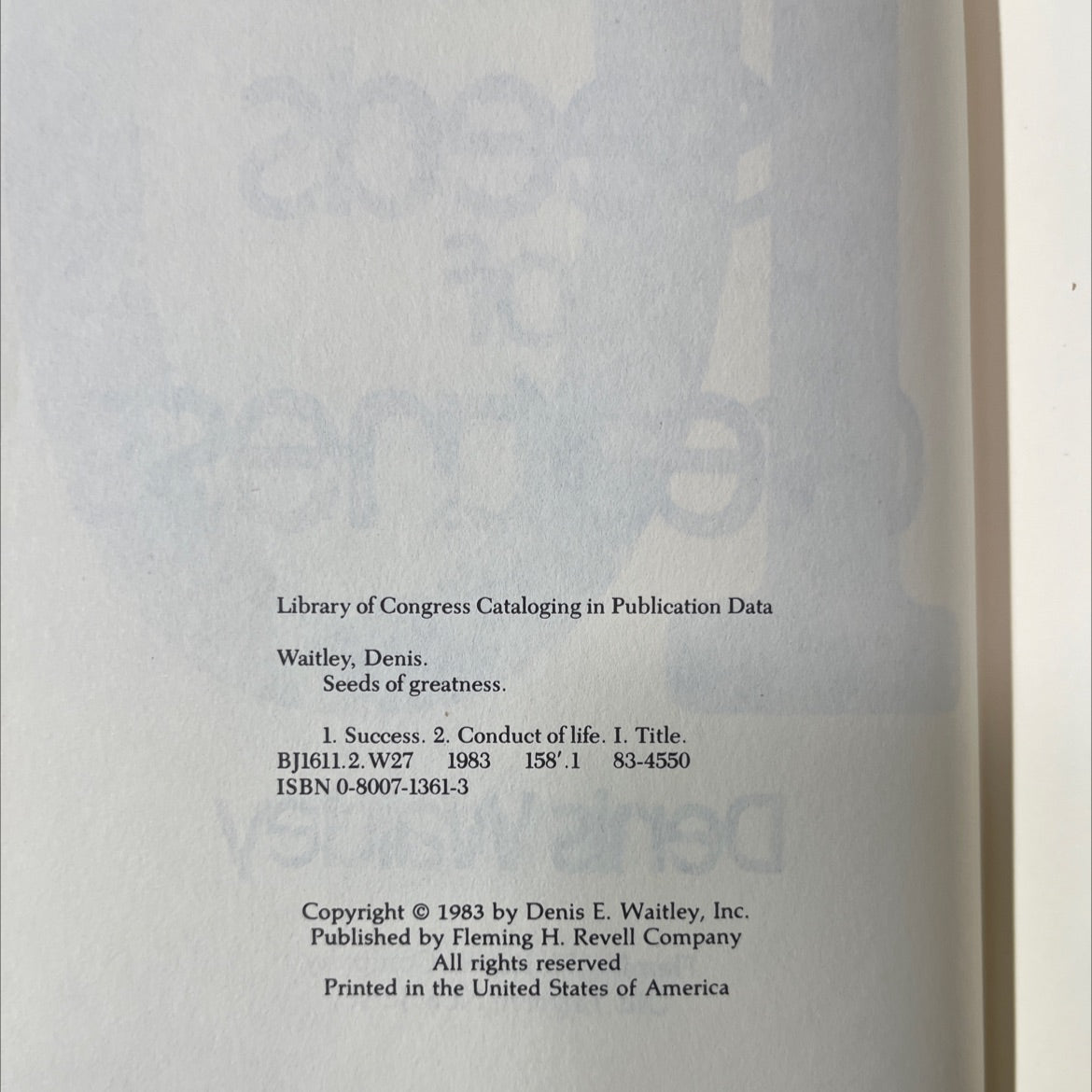 seeds of greatness book, by Denis Waitley, 1983 Hardcover image 3