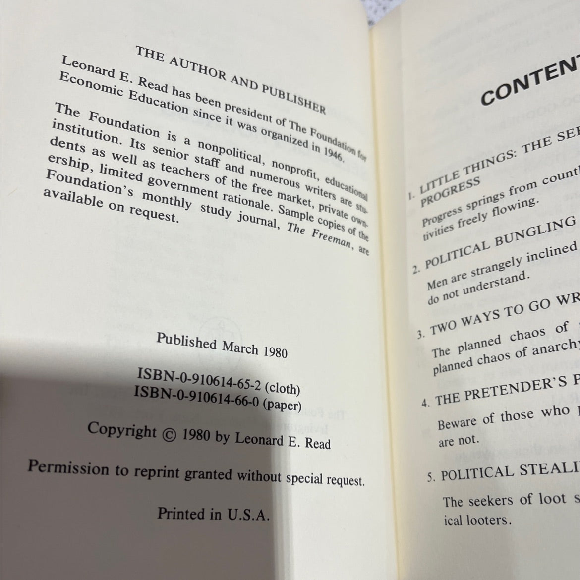 seeds of progress book, by leonard e. read, 1980 Hardcover image 3