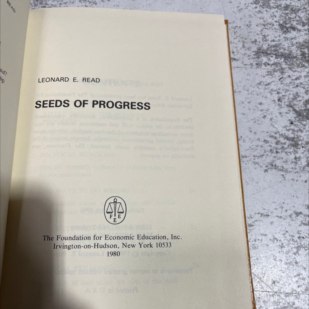 seeds of progress book, by leonard e. read, 1980 Hardcover image 2