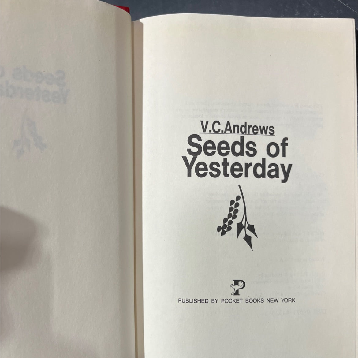 seeds of yesterday book, by V.C. Andrews, 1984 Hardcover image 2