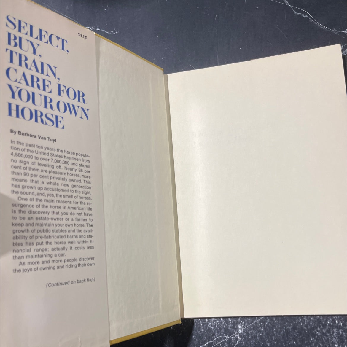 select. buy, train. care for your own horse book, by Barbara Van Tuyl, 1969 Hardcover image 4