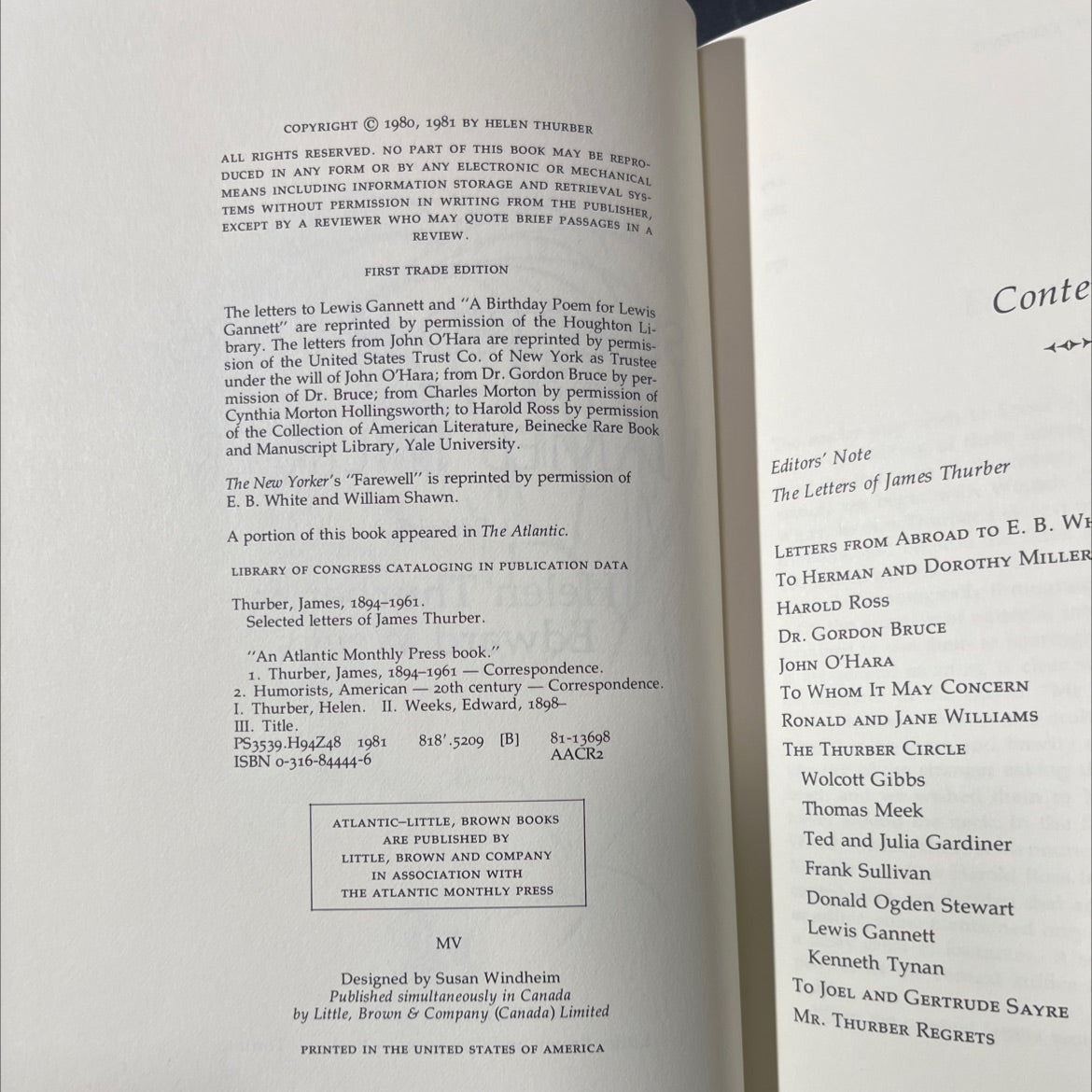 selected letters of james thurber book, by james thurber, 1981 Hardcover image 3