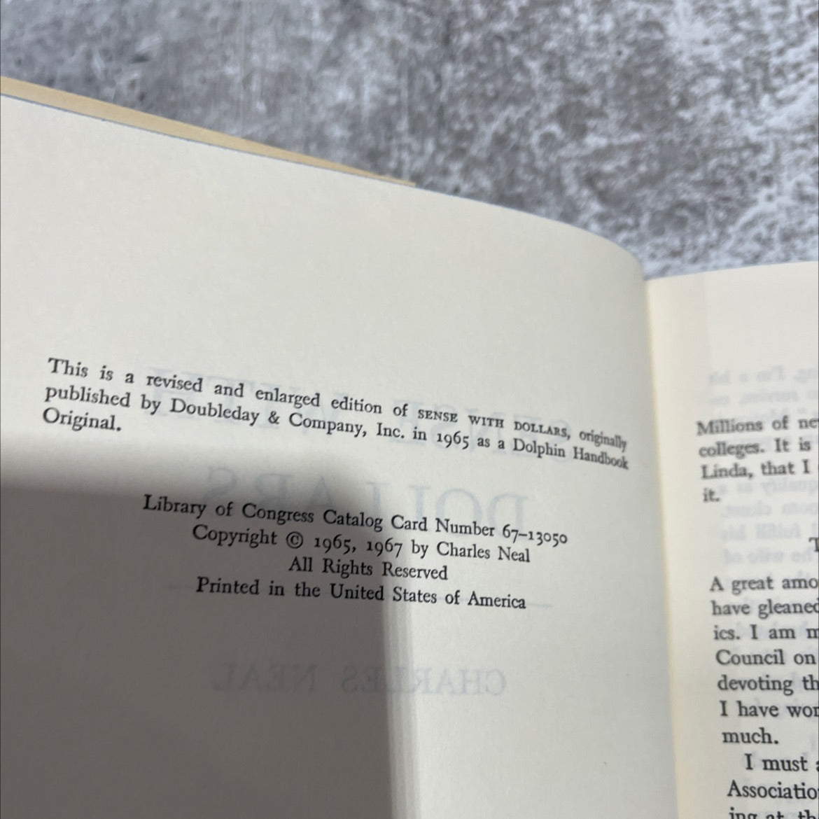 sense with dollars book, by charles neal, 1967 Hardcover image 3