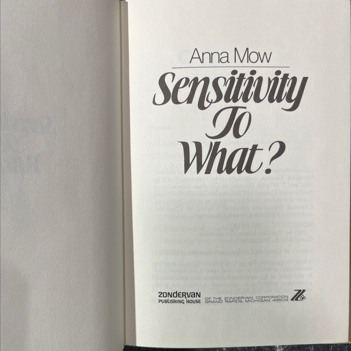 sensitivity to what? book, by Anna Mow, 1975 Hardcover image 2