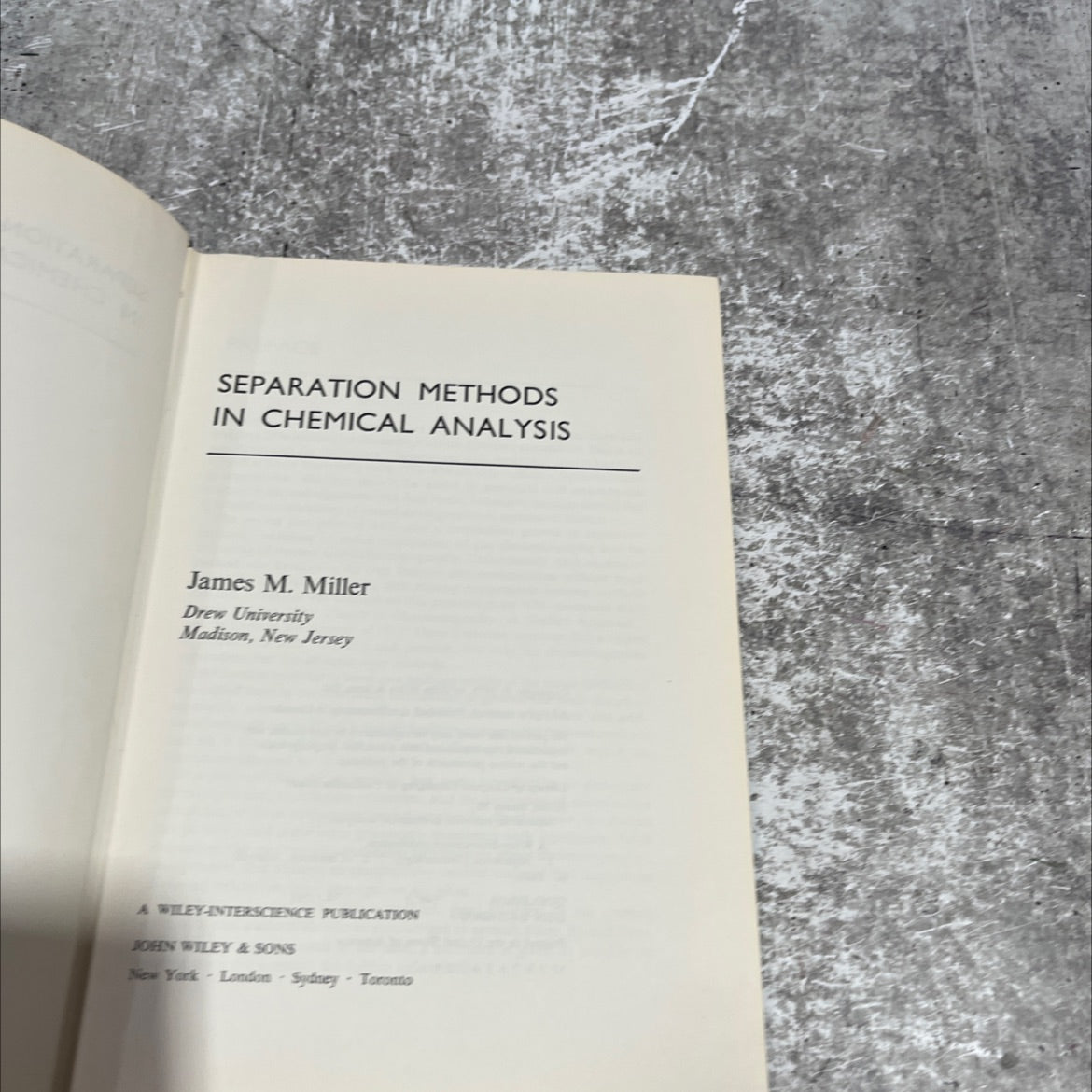 separation methods in chemical analysis book, by James M. Miller, 1975 Hardcover image 2