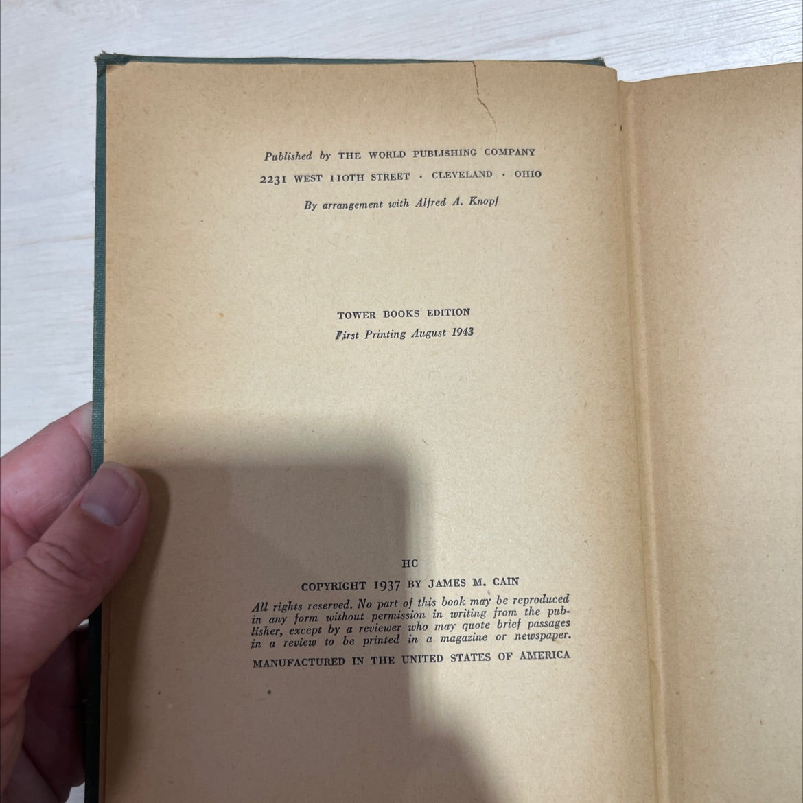 serenade book, by james m. cain, 1943 Hardcover image 3