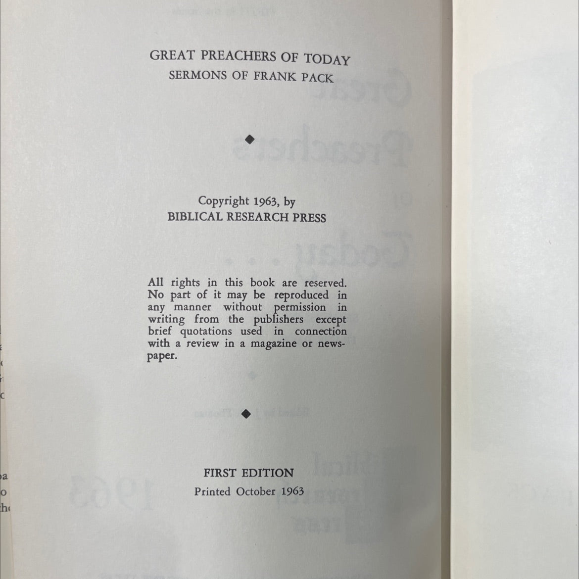 sermons of frank pack book, by frank pack, 1963 Hardcover image 3