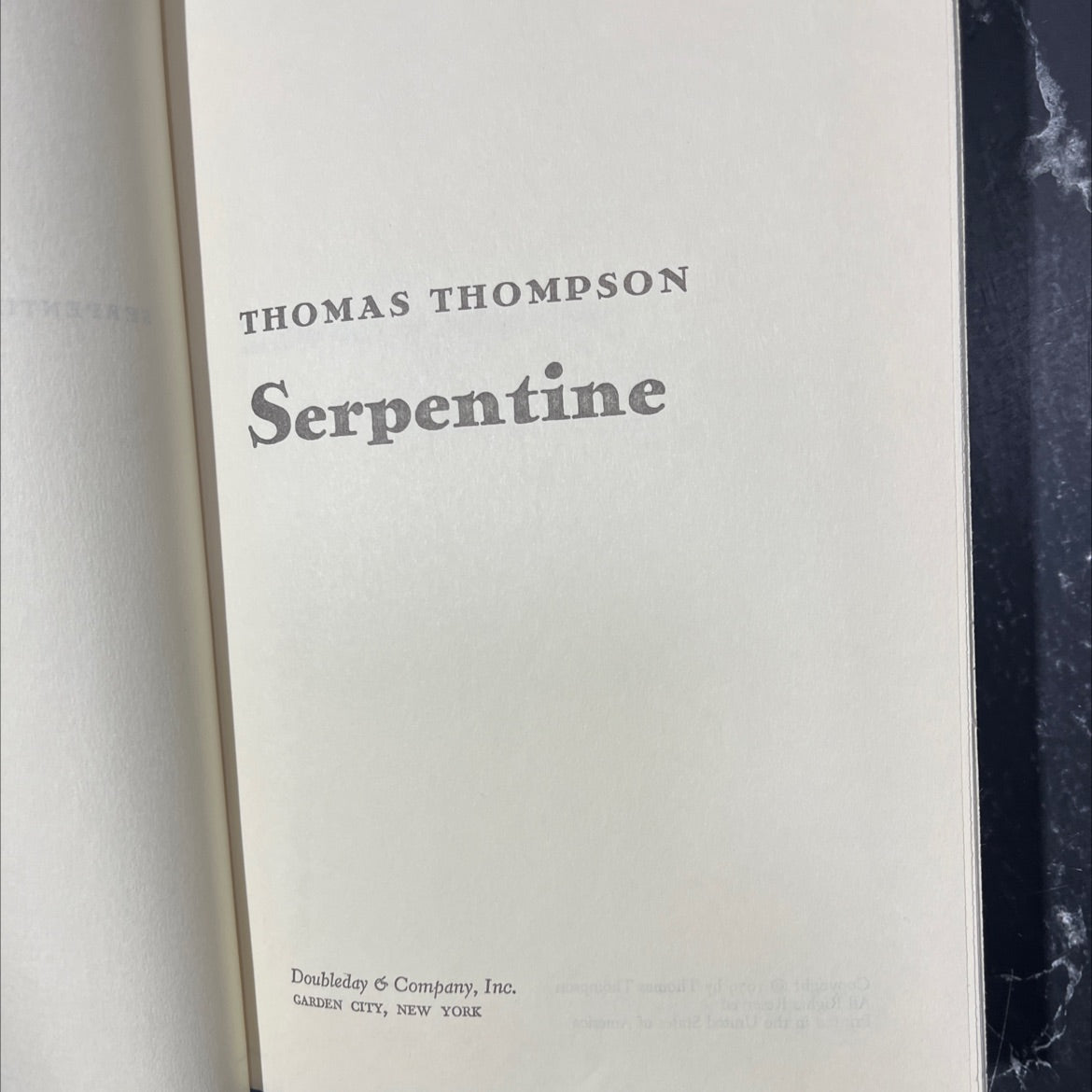 serpentine book, by thomas thompson, 1979 Hardcover image 2