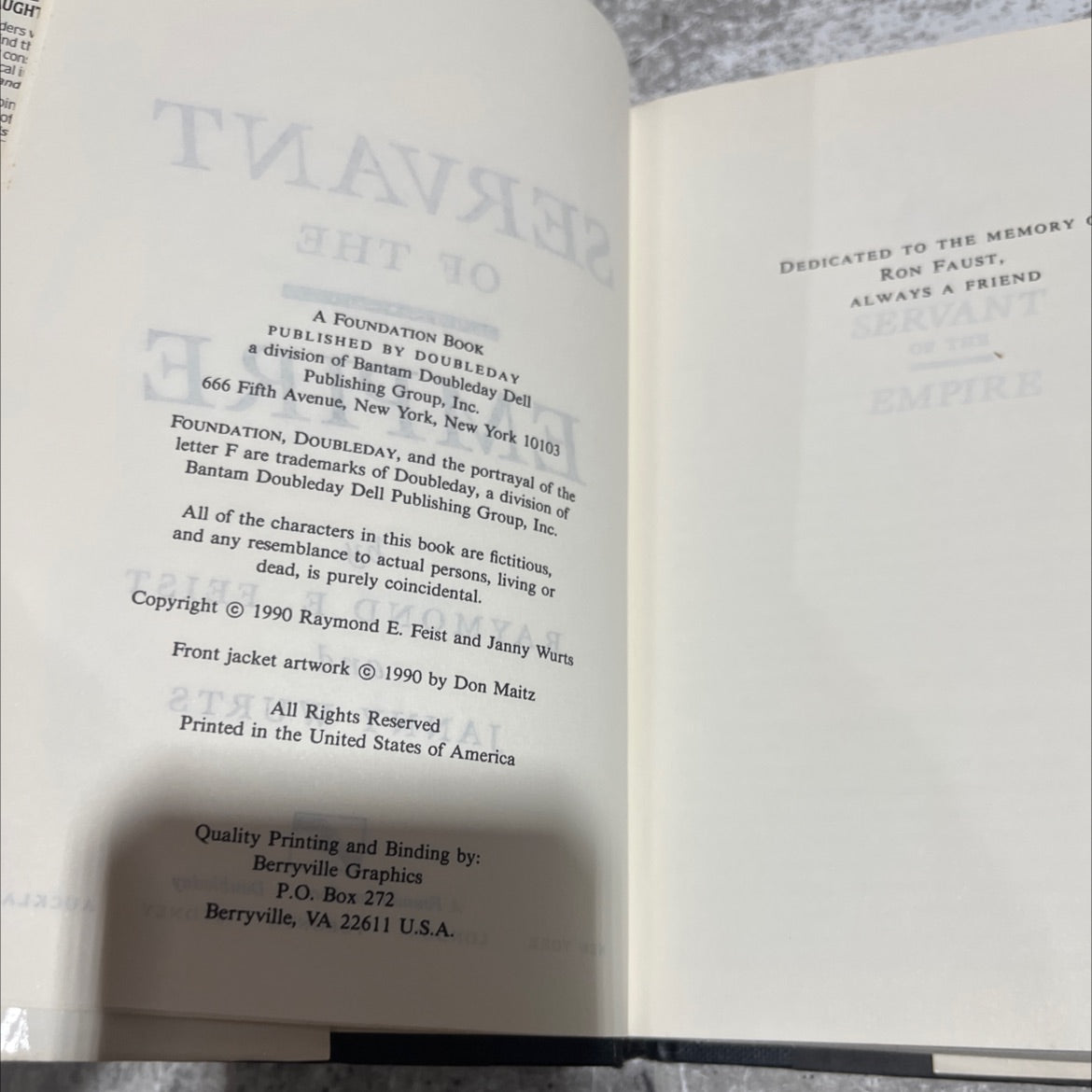 servant of the empire book, by raymond e. feist, janny wurts, 1990 Hardcover image 3