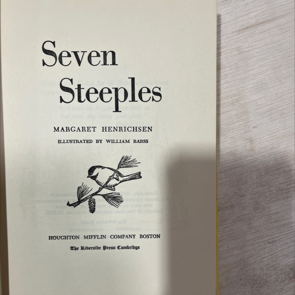 seven steeples book, by margaret henrichsen, 1953 Hardcover, Vintage image 2