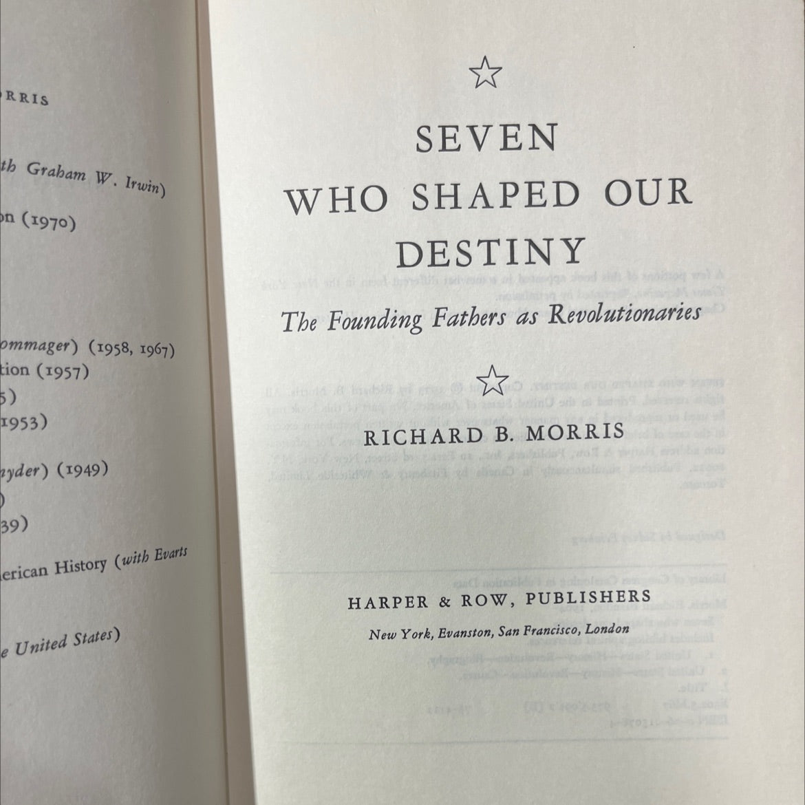 seven who shaped our destiny book, by richard b. morris, 1973 Hardcover image 2