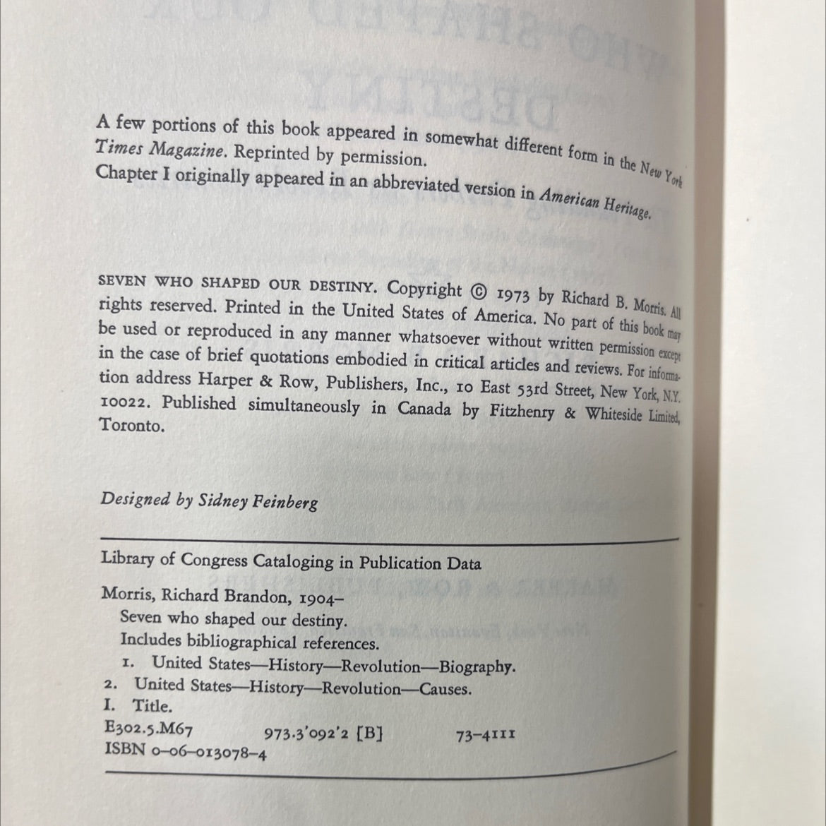 seven who shaped our destiny book, by richard b. morris, 1973 Hardcover image 3