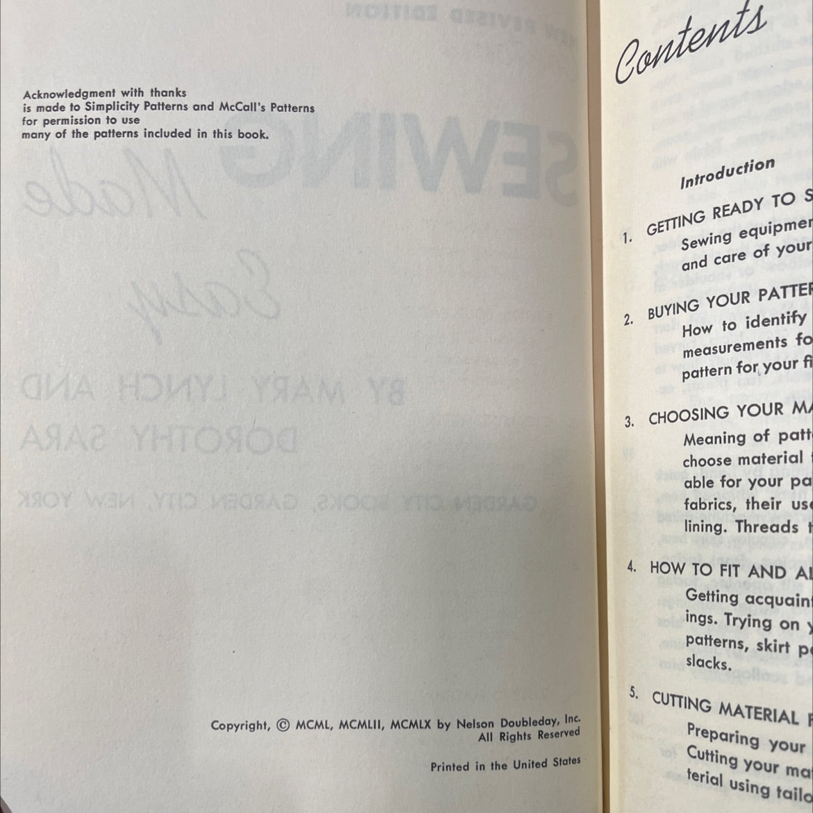 sewing made easy book, by mary lynch and dorothy sara, 1960 Hardcover image 3