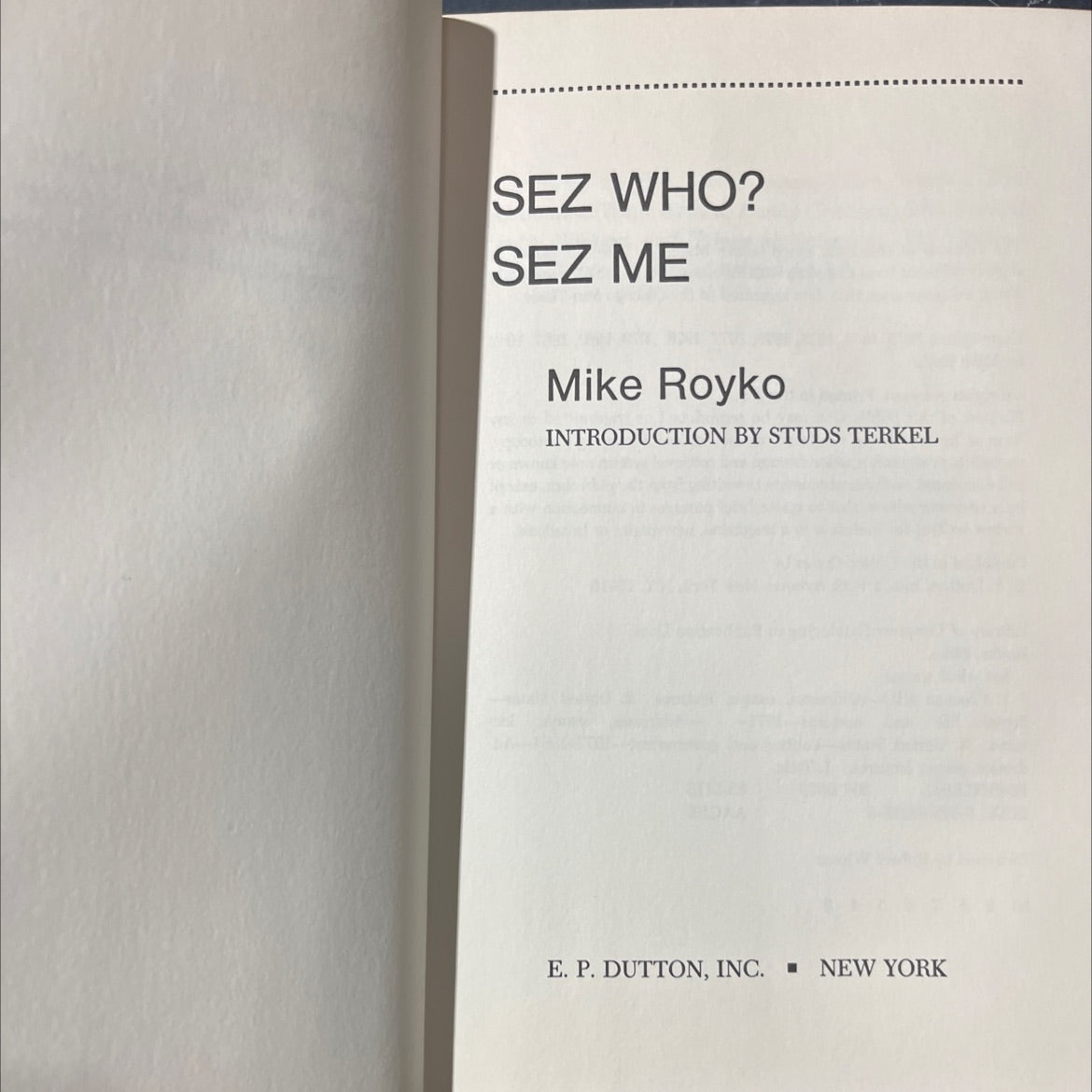 sez who? sez me book, by Mike Royko, 1982 Hardcover image 2