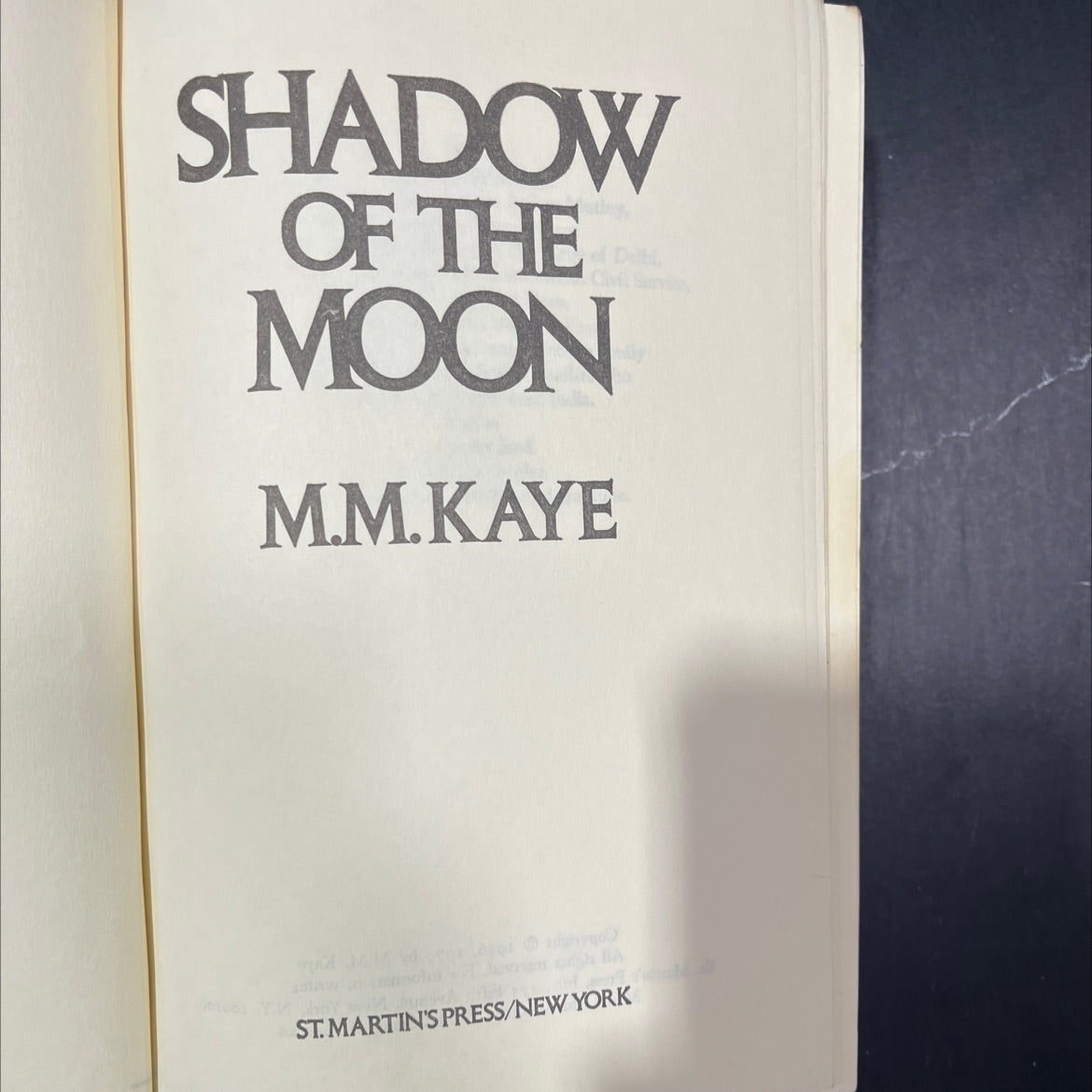 shadow of the moon book, by M.M. Kaye, 1979 Hardcover image 2
