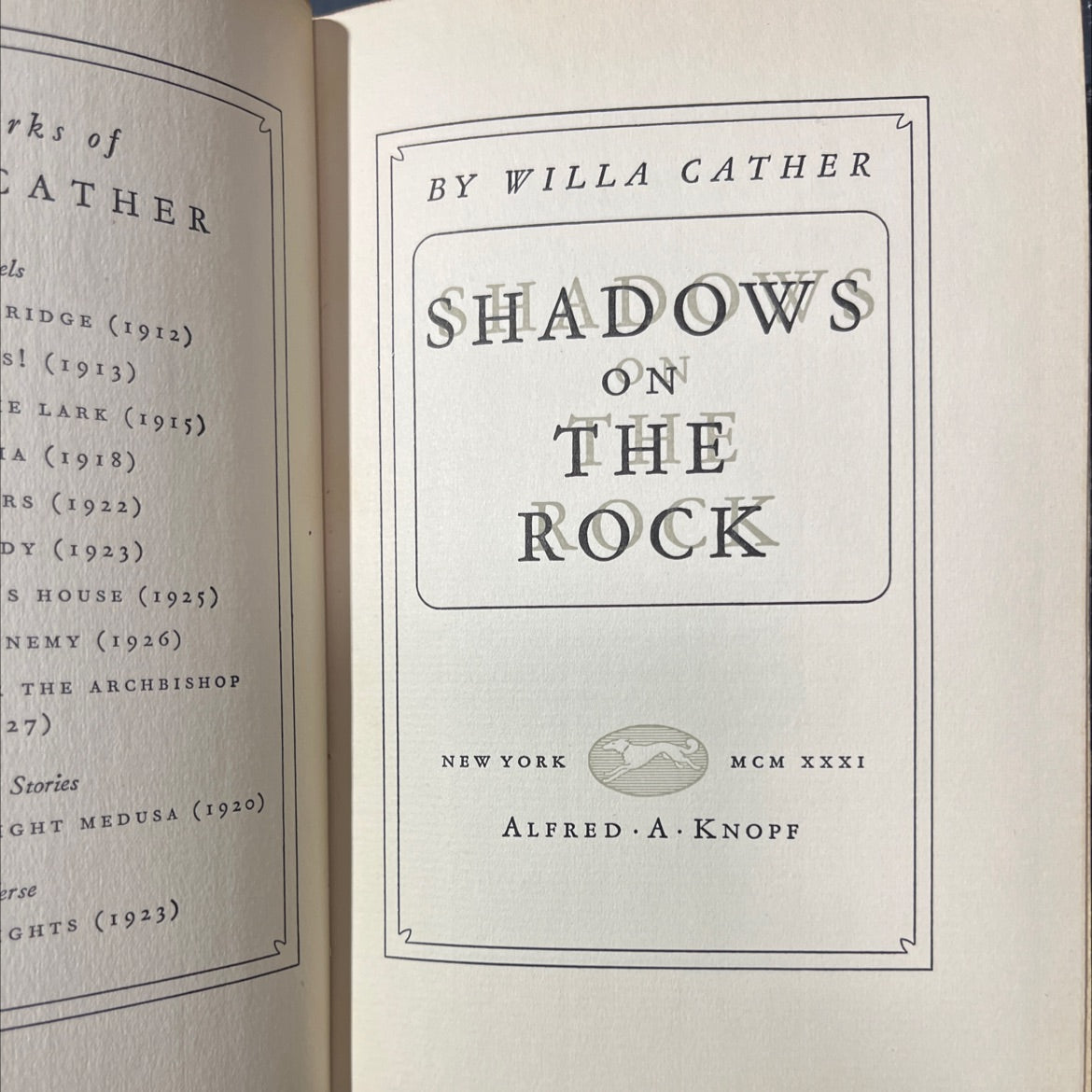 shadows on the rock book, by willa cather, 1931 Hardcover image 2