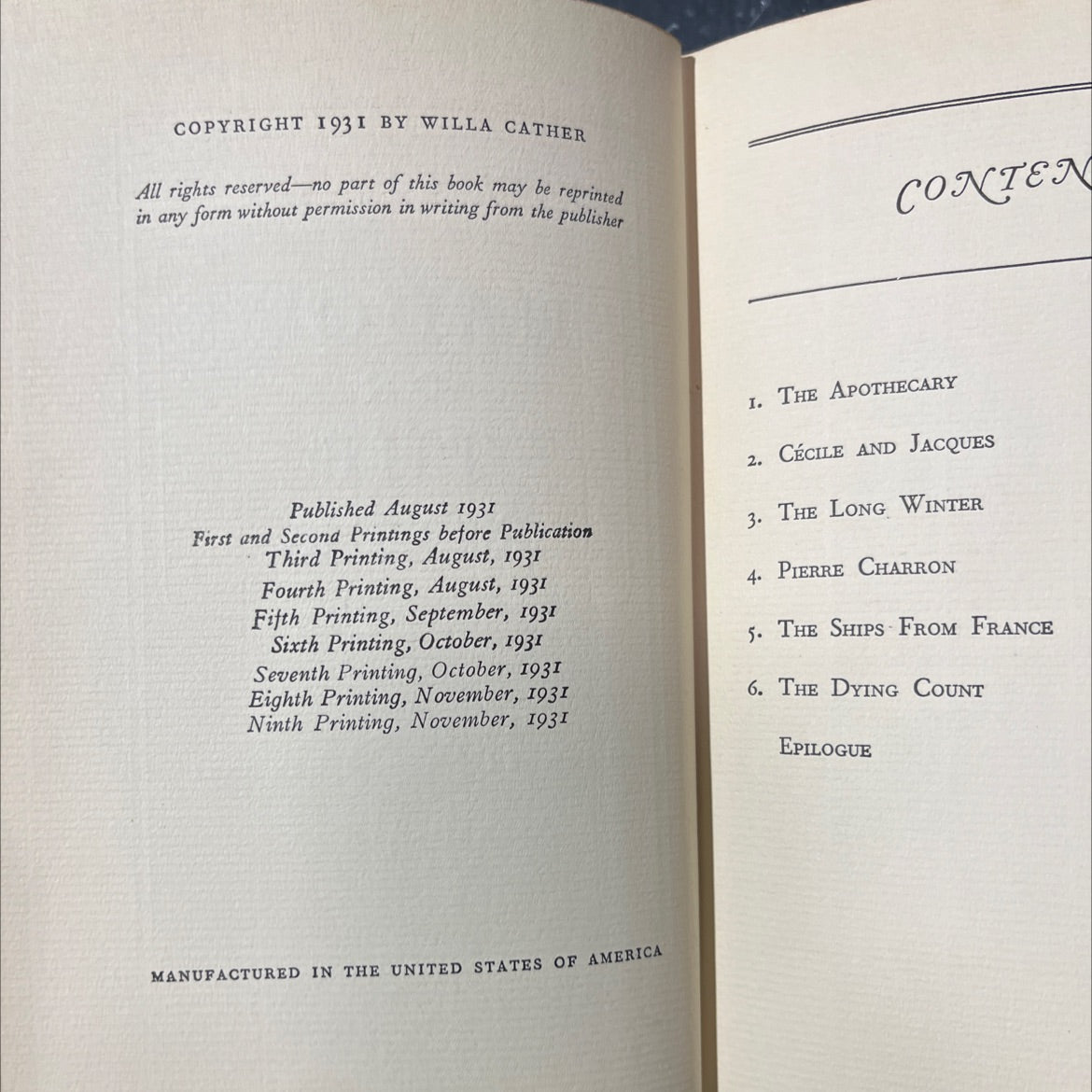 shadows on the rock book, by willa cather, 1931 Hardcover image 3