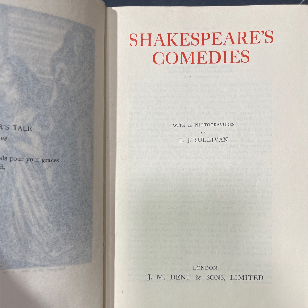 shakespeare's comedies r's tale ne als pour your graces book, by unknown, 1950 Hardcover image 2