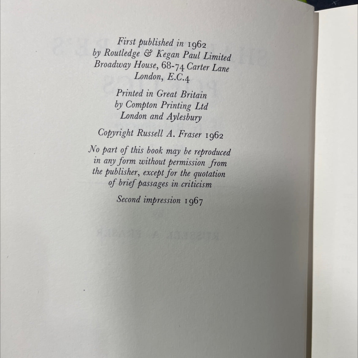 shakespeare's poetics in relation to king lear book, by russell a. fraser, 1962 Hardcover image 3