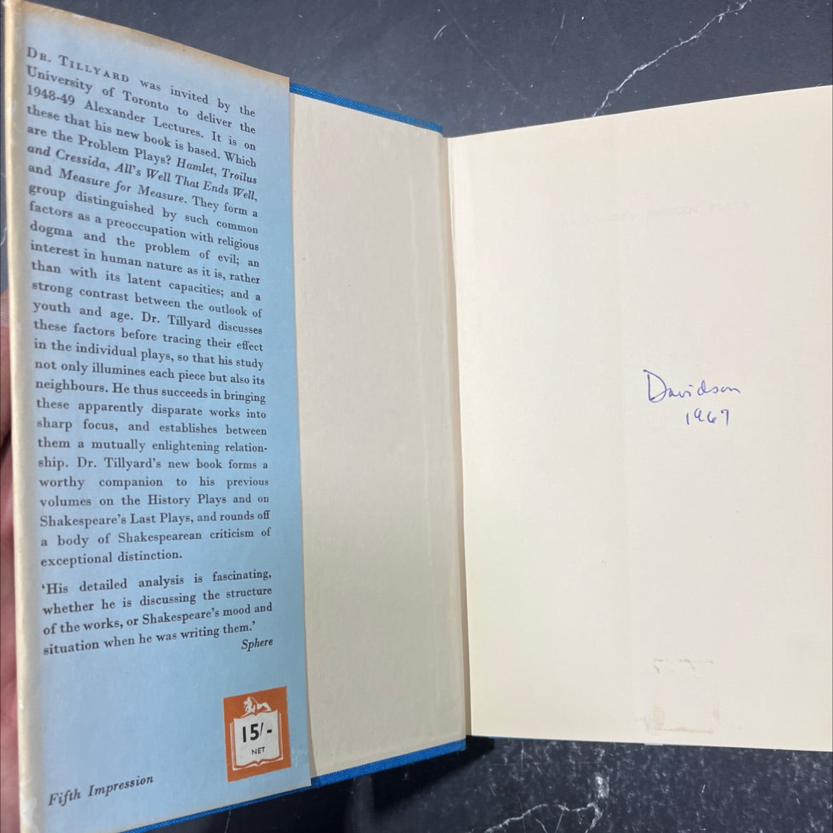 shakespeare's problem plays book, by e. m. w. tillyard, 1964 Hardcover image 4