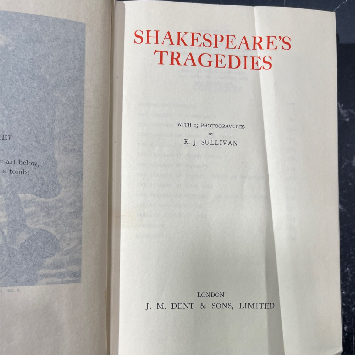 shakespeare's tragedies with 13 photogravures by e. j. sullivan book, by unknown, 1950 Hardcover image 2