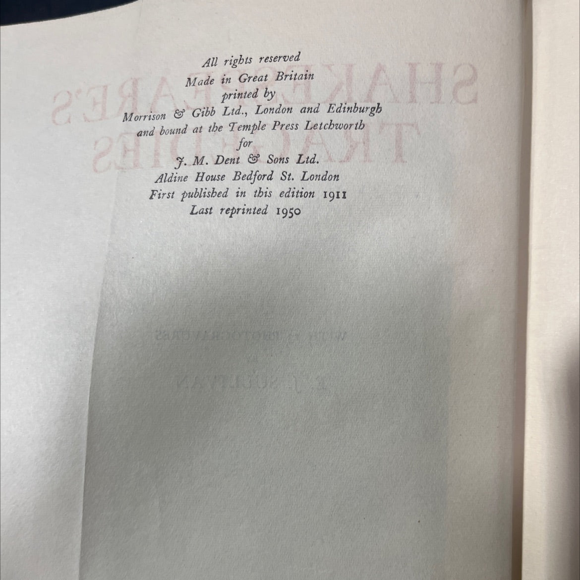 shakespeare's tragedies with 13 photogravures by e. j. sullivan book, by unknown, 1950 Hardcover image 3