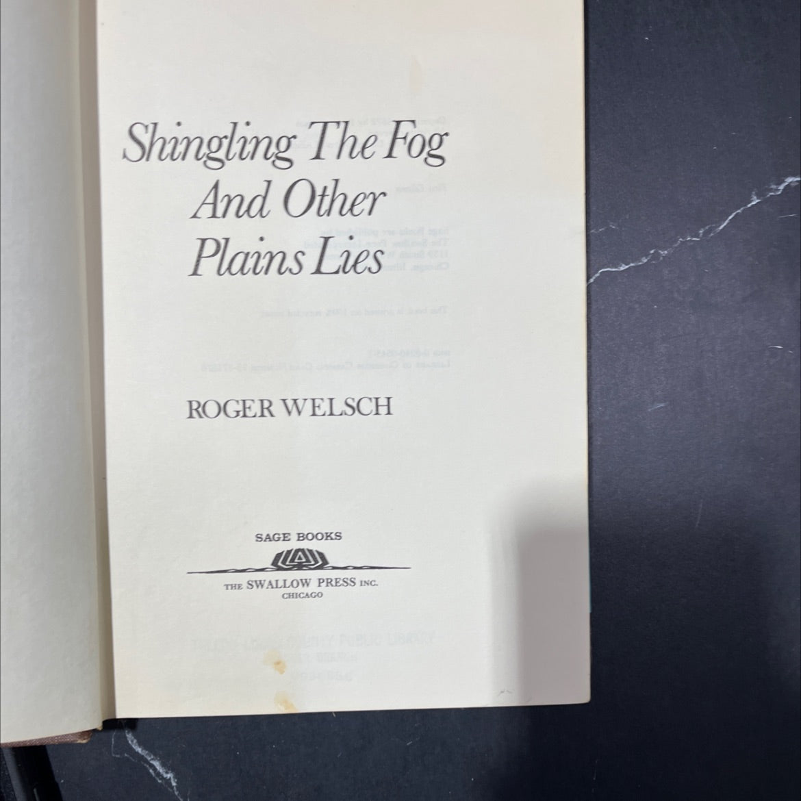 shingling the fog and other plains lies book, by roger welsch, 1972 Hardcover image 2
