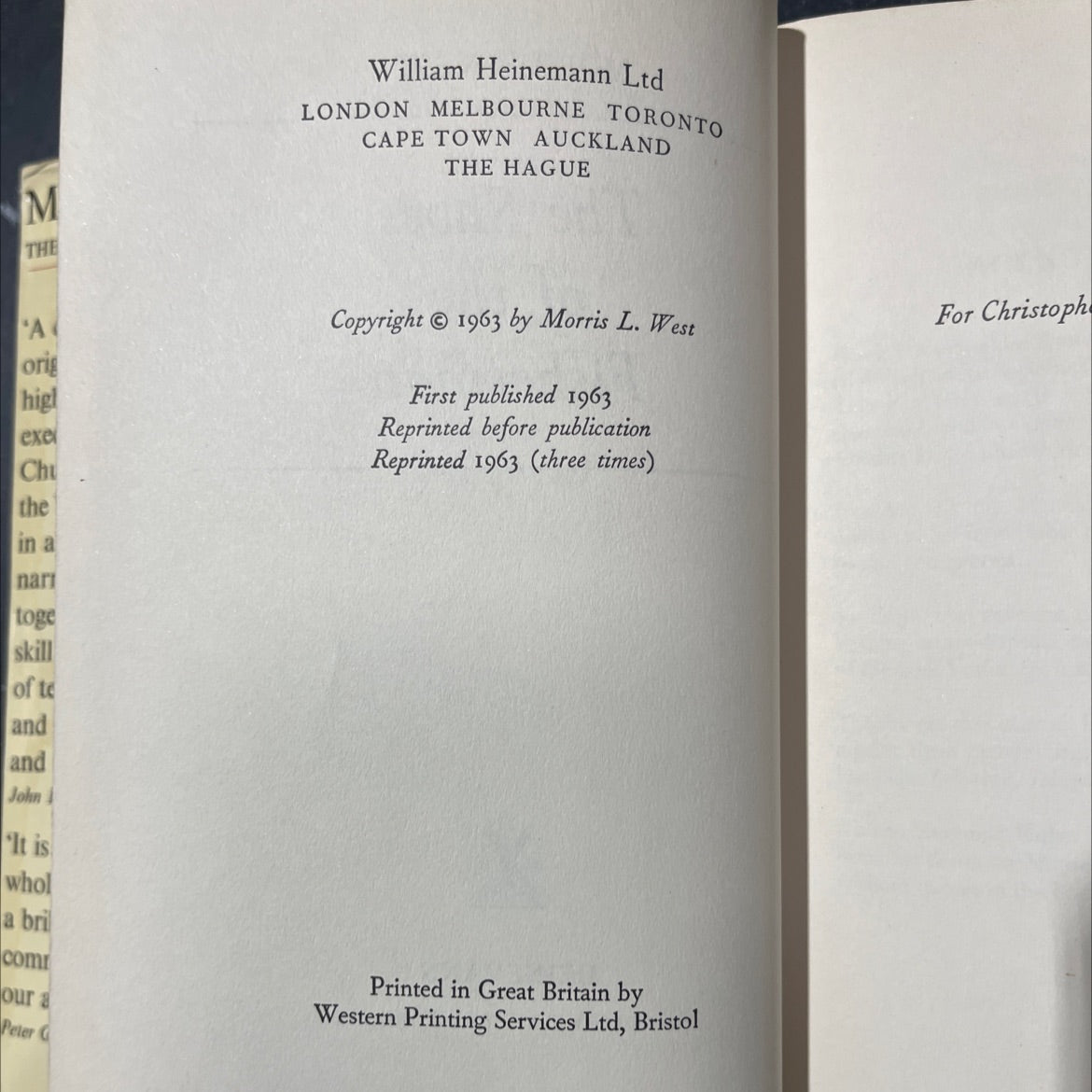 shoes of the fisherman book, by morris west, 1963 Hardcover image 3