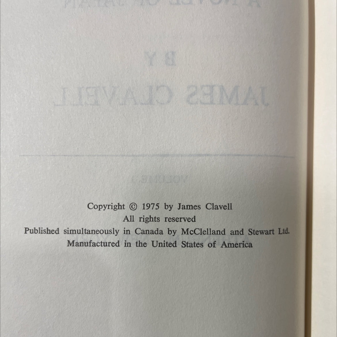 shogun a novel of japan book, by james clavell, 1975 Hardcover image 3