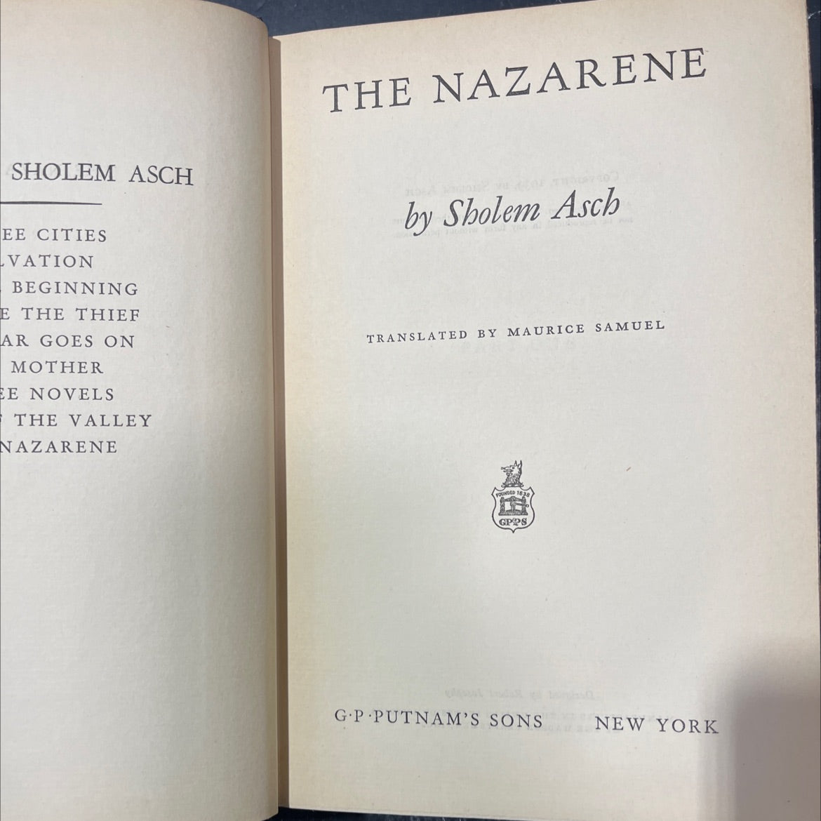 sholem asch the nazarene book, by sholem asch, 1939 Hardcover image 2