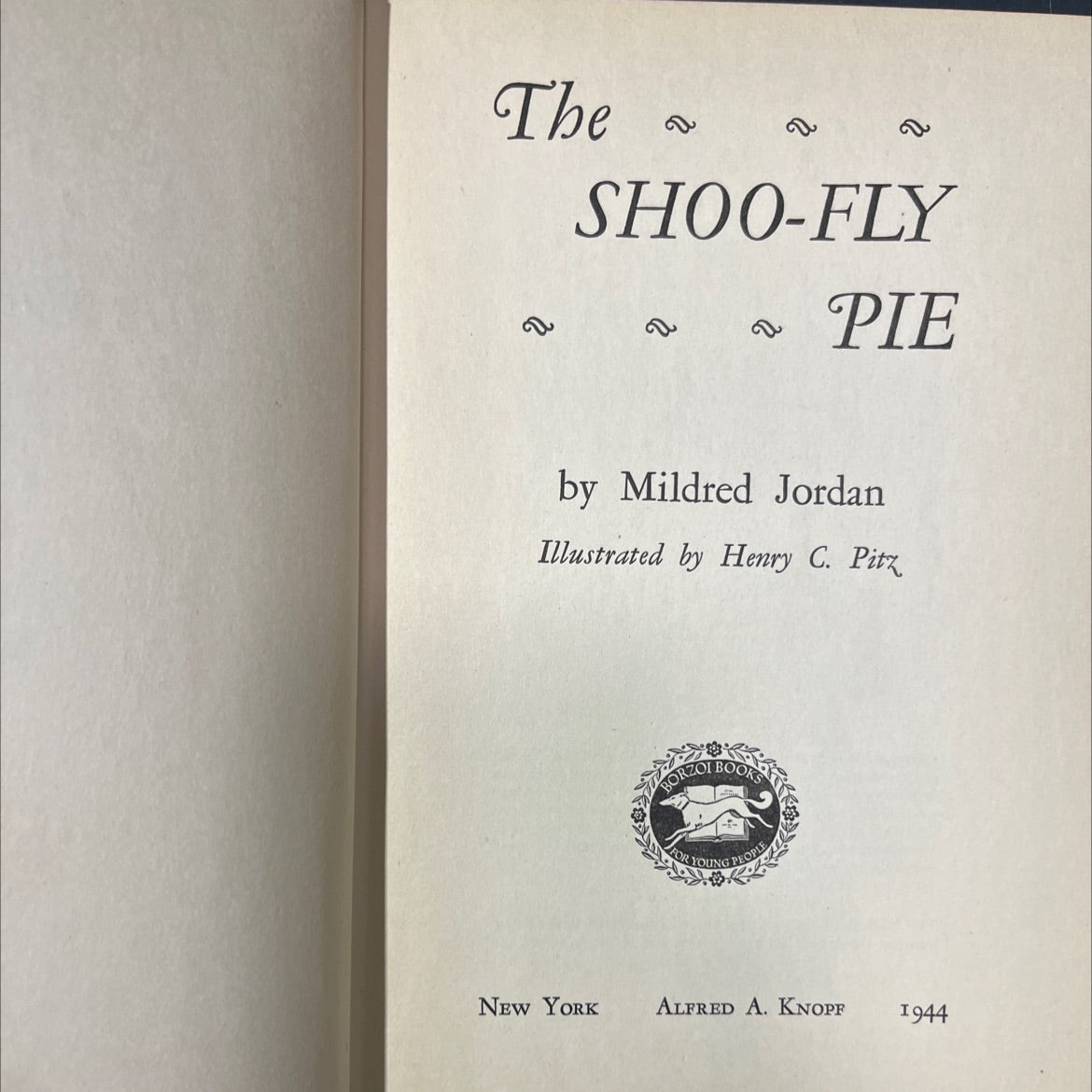 shoo-fly pie book, by Mildred Jordan, 1944 Hardcover image 2