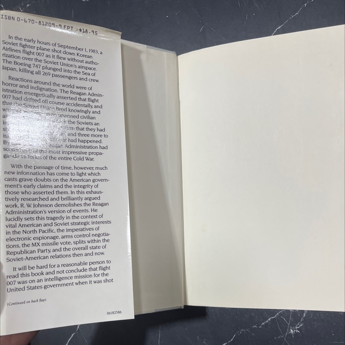 shootdown flight 007 and the american connection book, by R. W. Johnson, 1986 Hardcover image 4