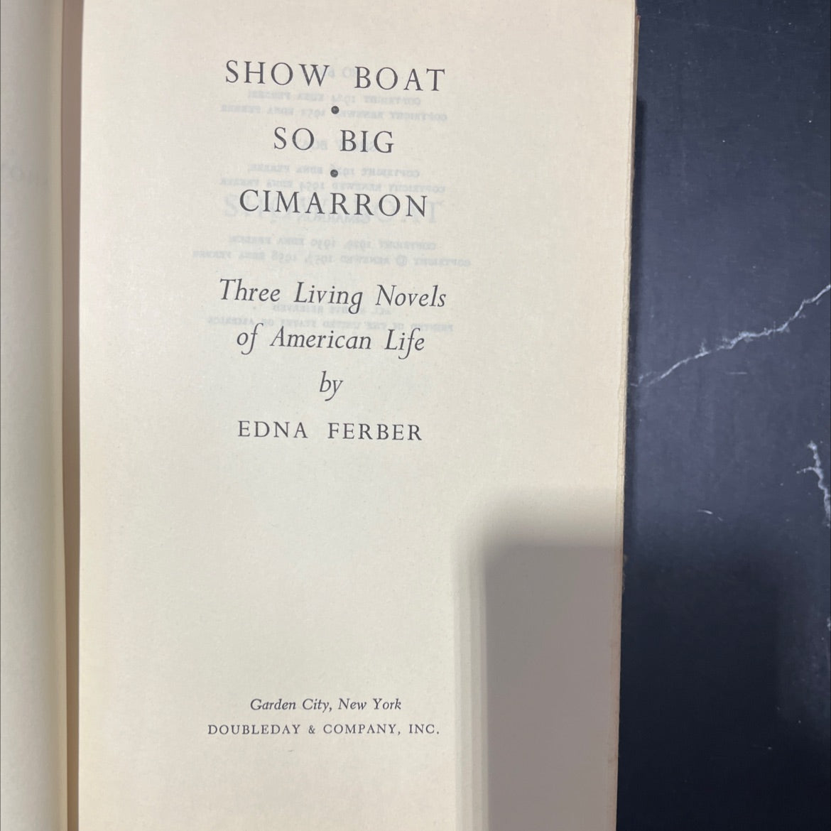 show boat so big 201 cimarron three living novels of american life book, by edna ferber, 1958 Hardcover image 2