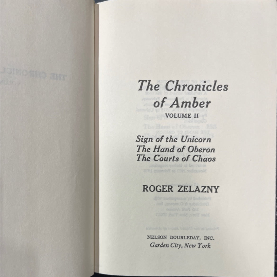 sign of the unicorn book, by Roger Zelazny, 1976 Hardcover image 2