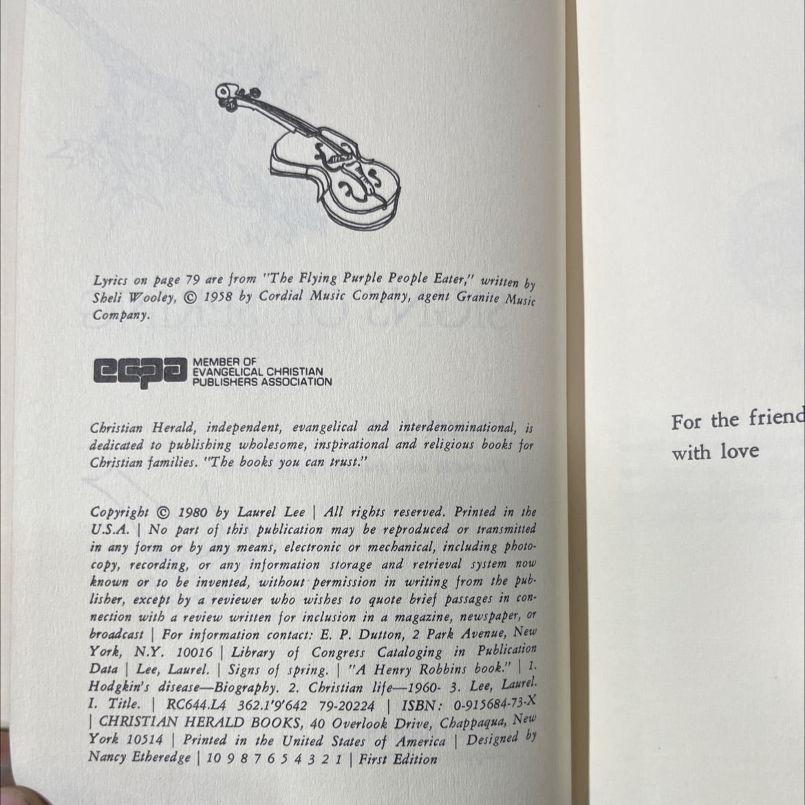 signs of spring book, by Laurel Lee, 1980 Hardcover image 3