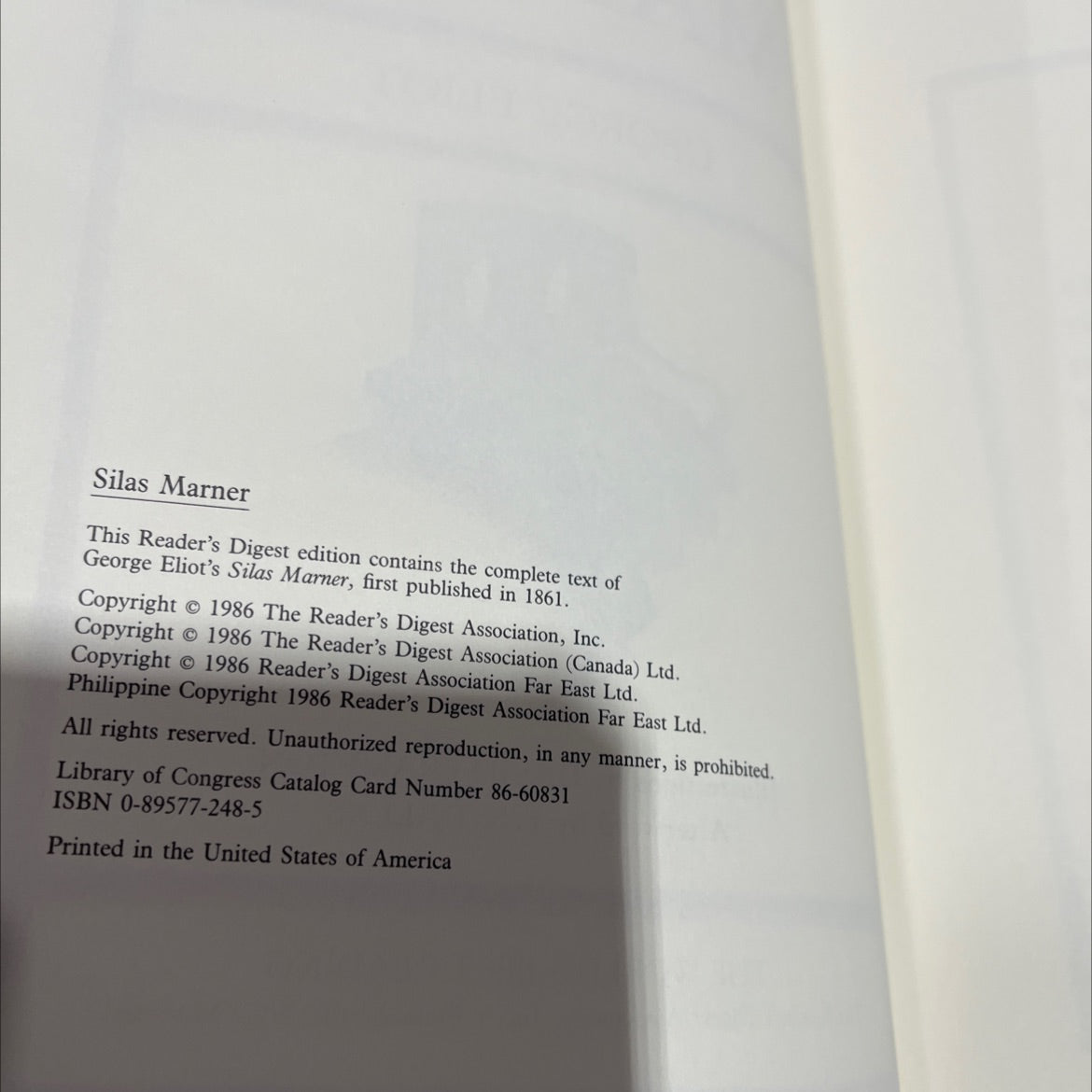 silas marner book, by george eliot, 1986 Hardcover image 3