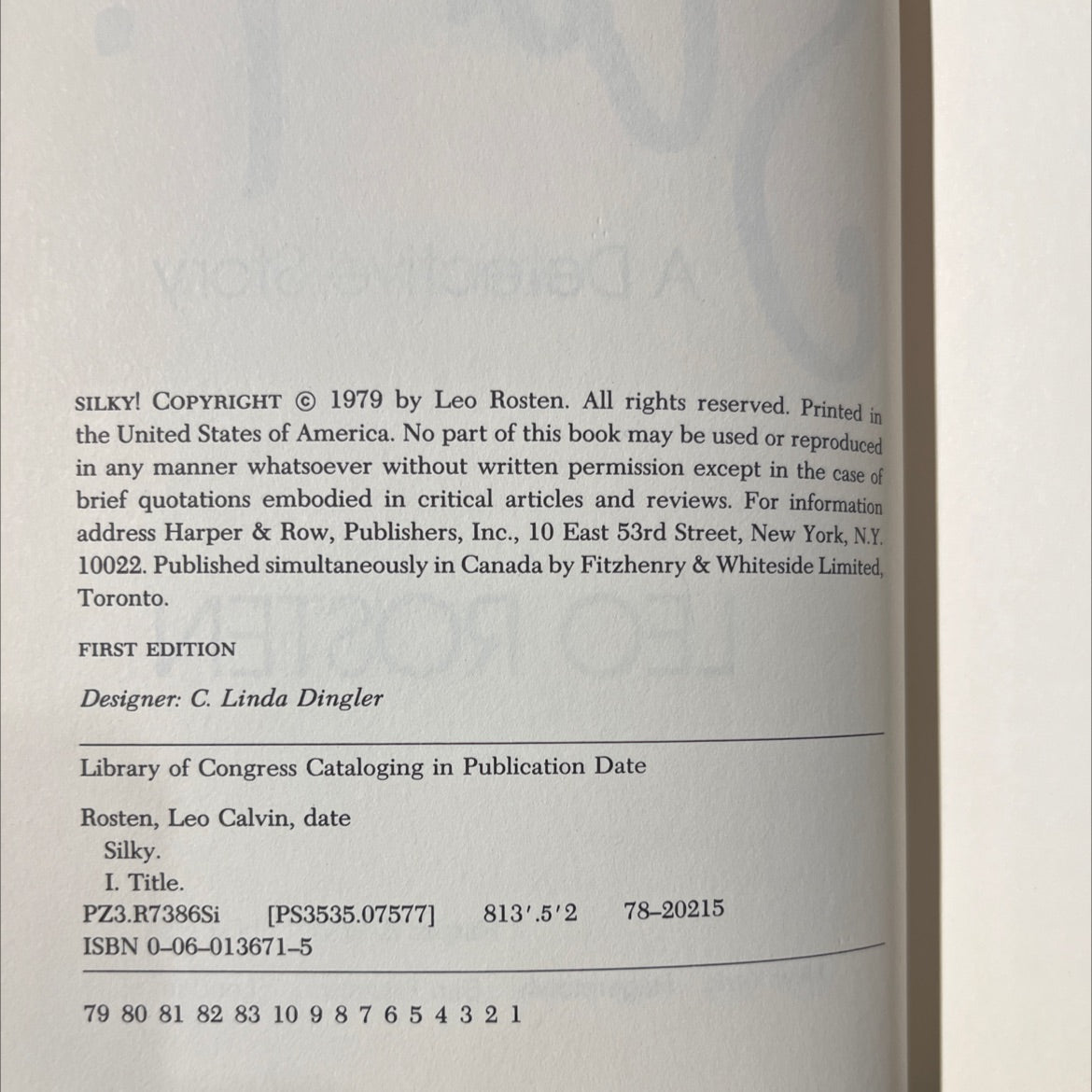 silky! a detective story book, by leo rosten, 1979 Hardcover image 3