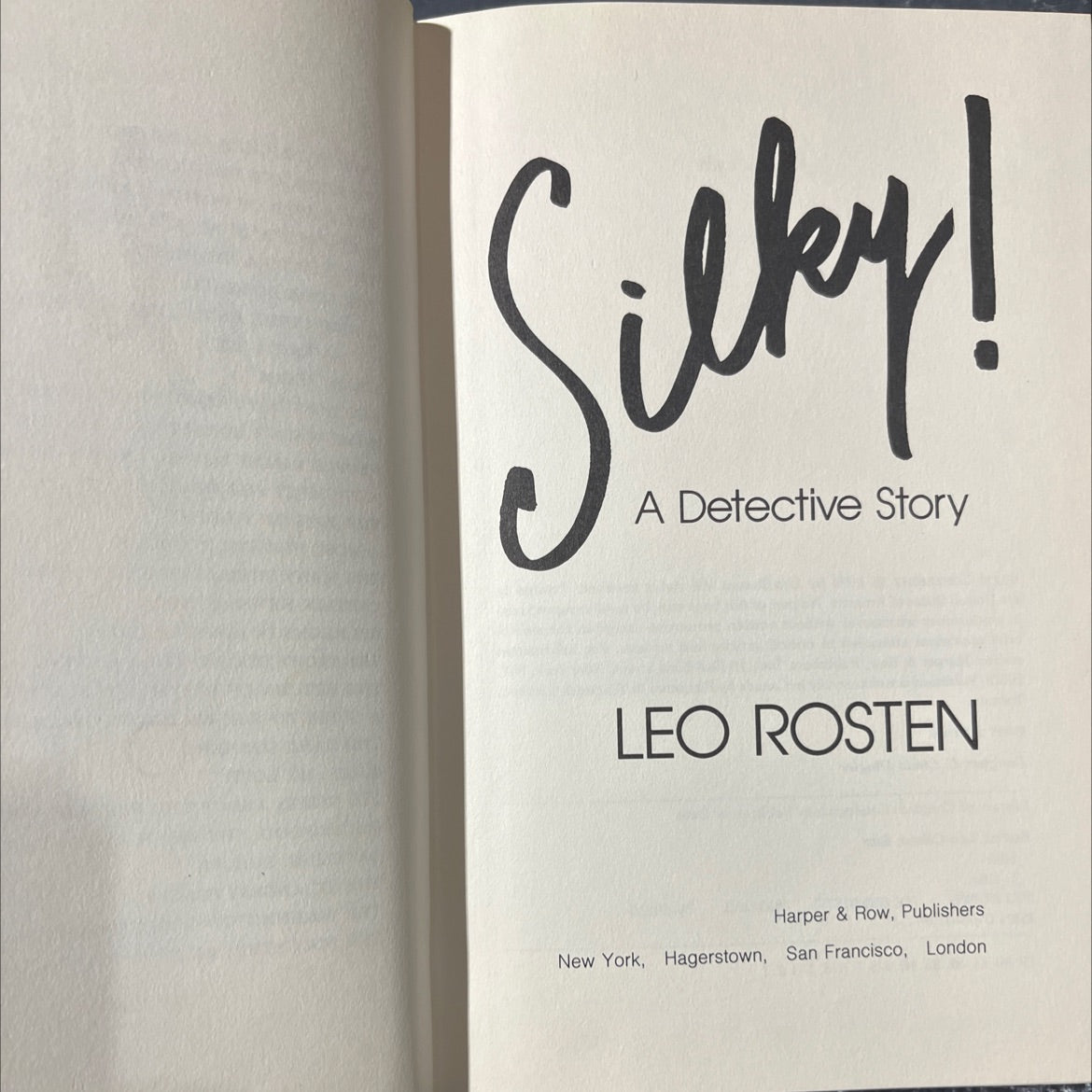 silky! a detective story book, by leo rosten, 1979 Hardcover image 2