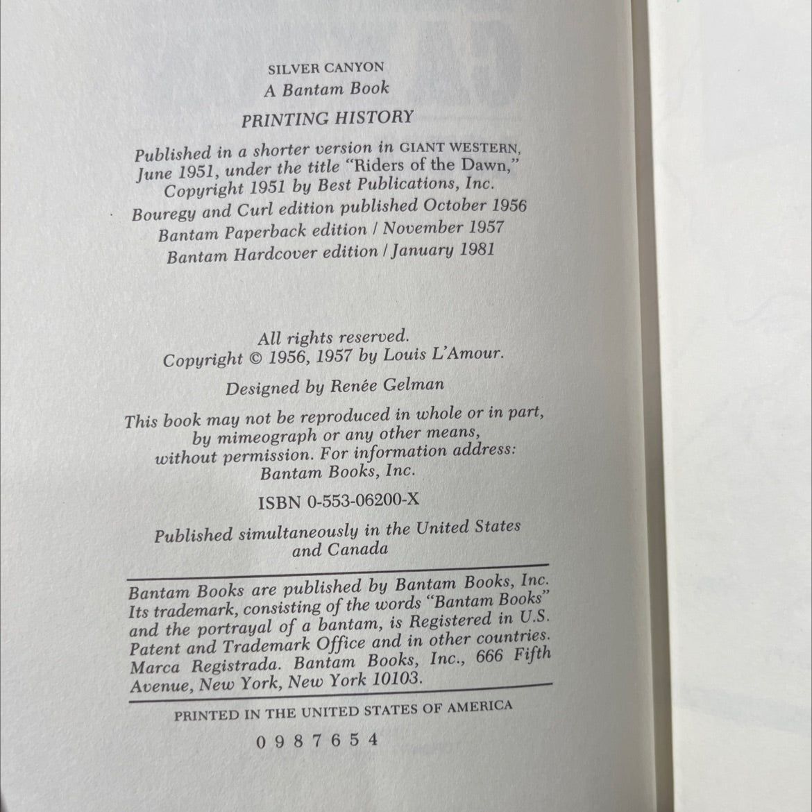 silver canyon book, by louis l'amour, 1981 Hardcover image 3