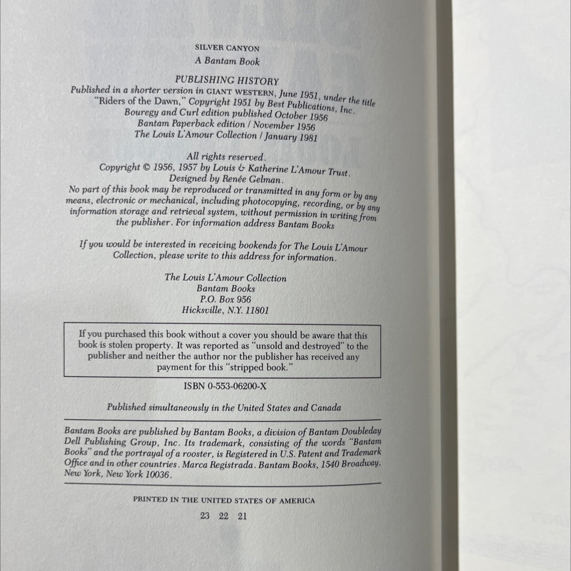 silver canyon book, by louis l'amour, 1981 Leather image 3