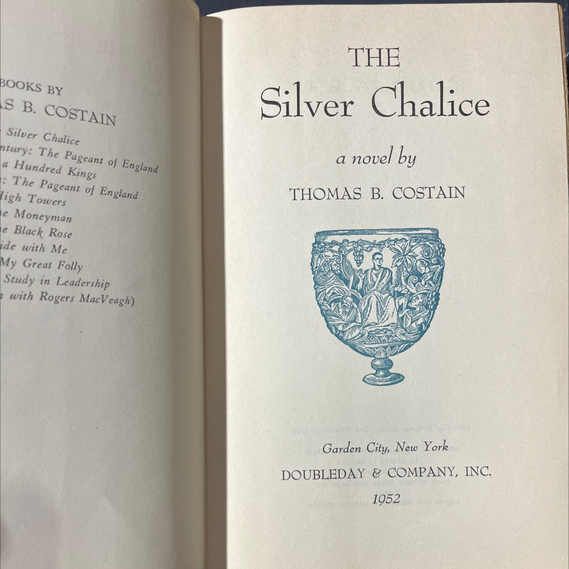 silver chalice book, by thomas b. costain, 1952 Hardcover image 2