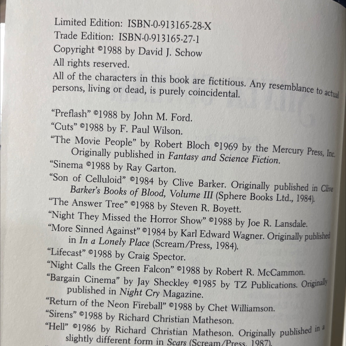 silver scream book, by David J. Schow, 1988 Hardcover image 3