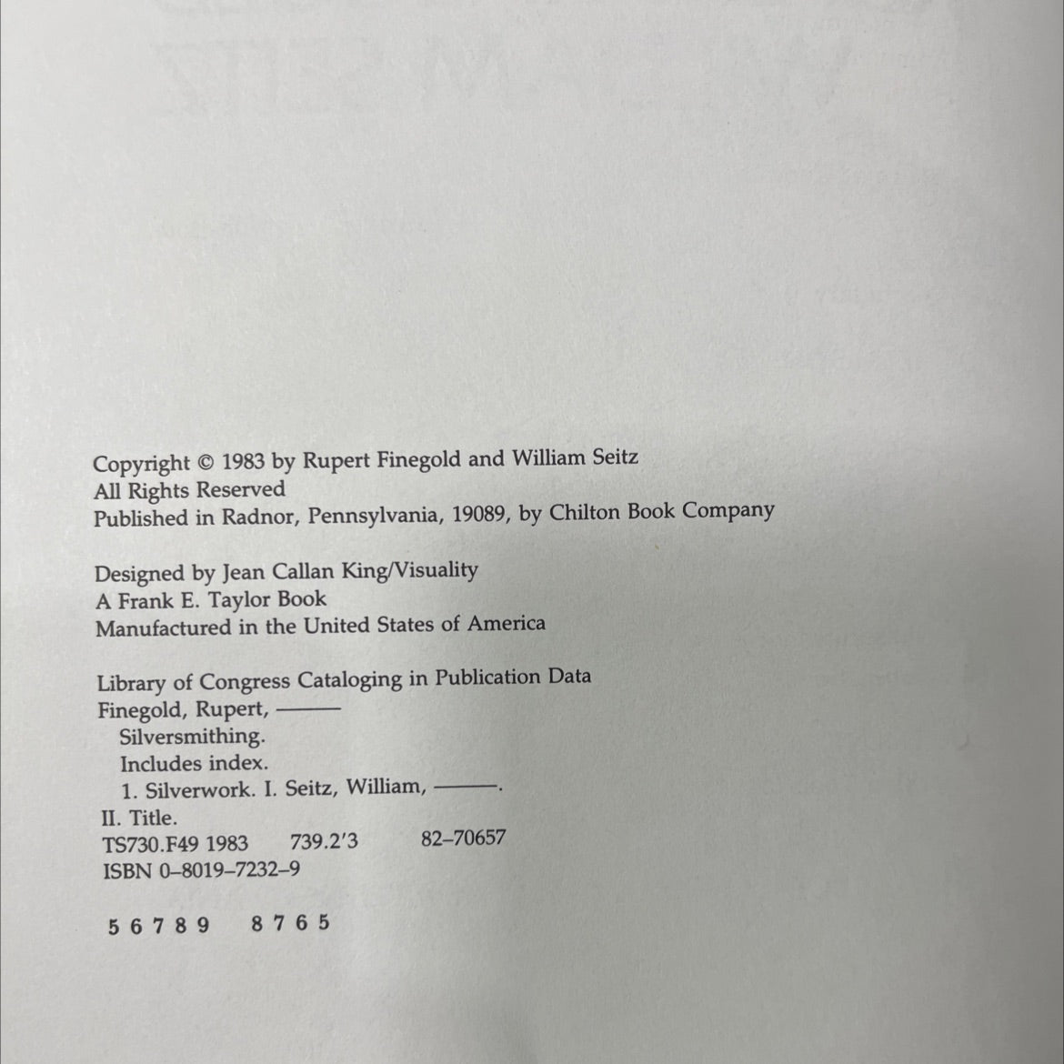 silver smithing book, by Rupert Finegold, William Seitz, 1983 Hardcover image 3