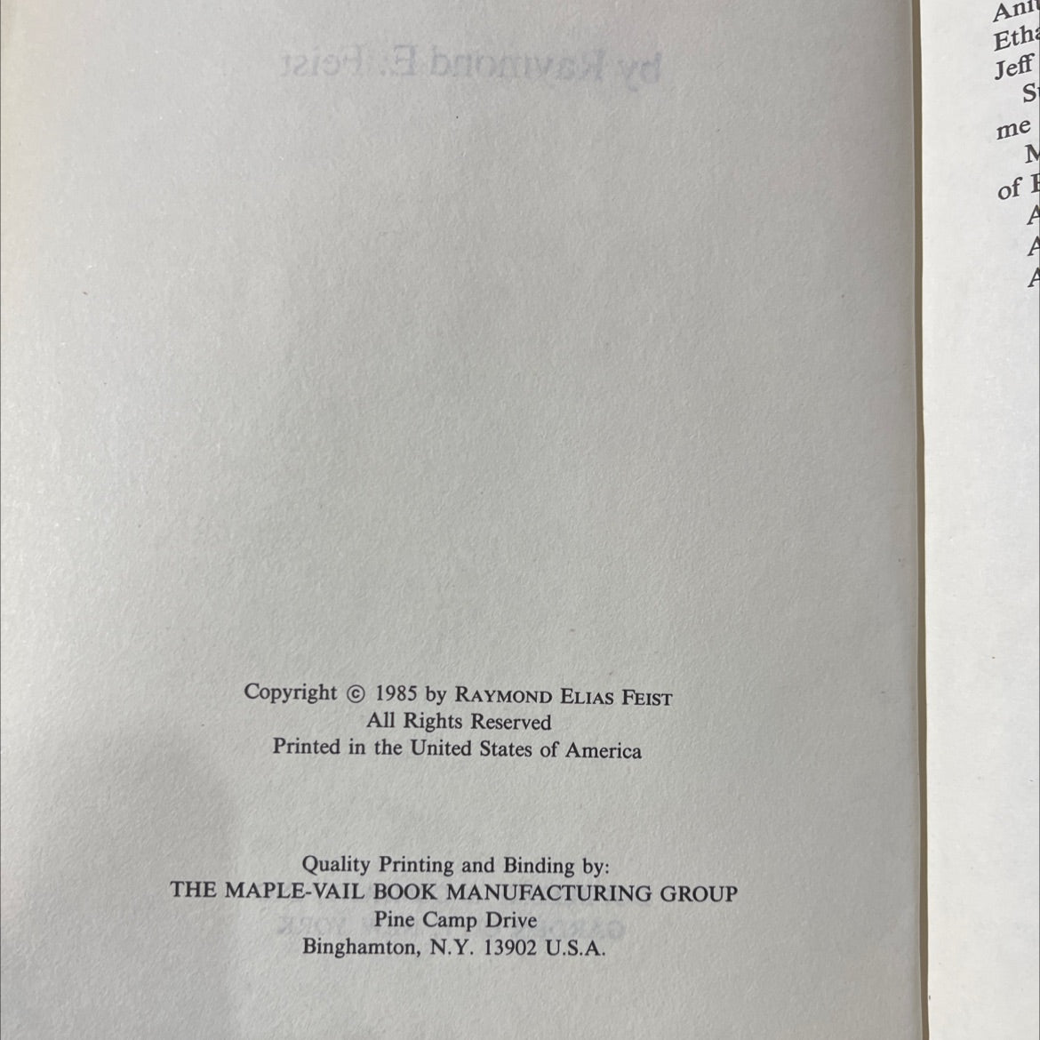 silverthorn book, by raymond e. feist, 1985 Hardcover image 3