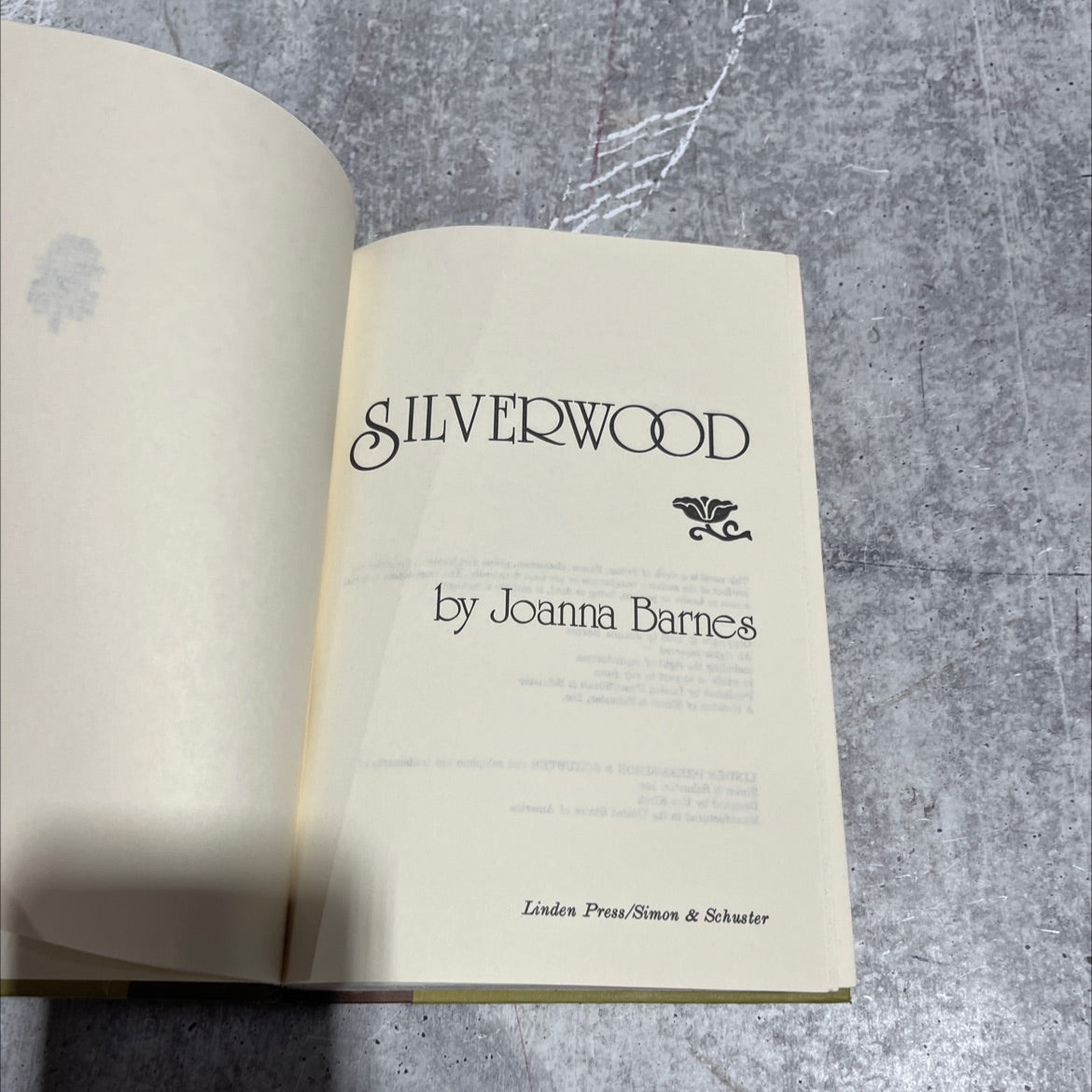 silverwood book, by joanna barnes, 1985 Hardcover image 2