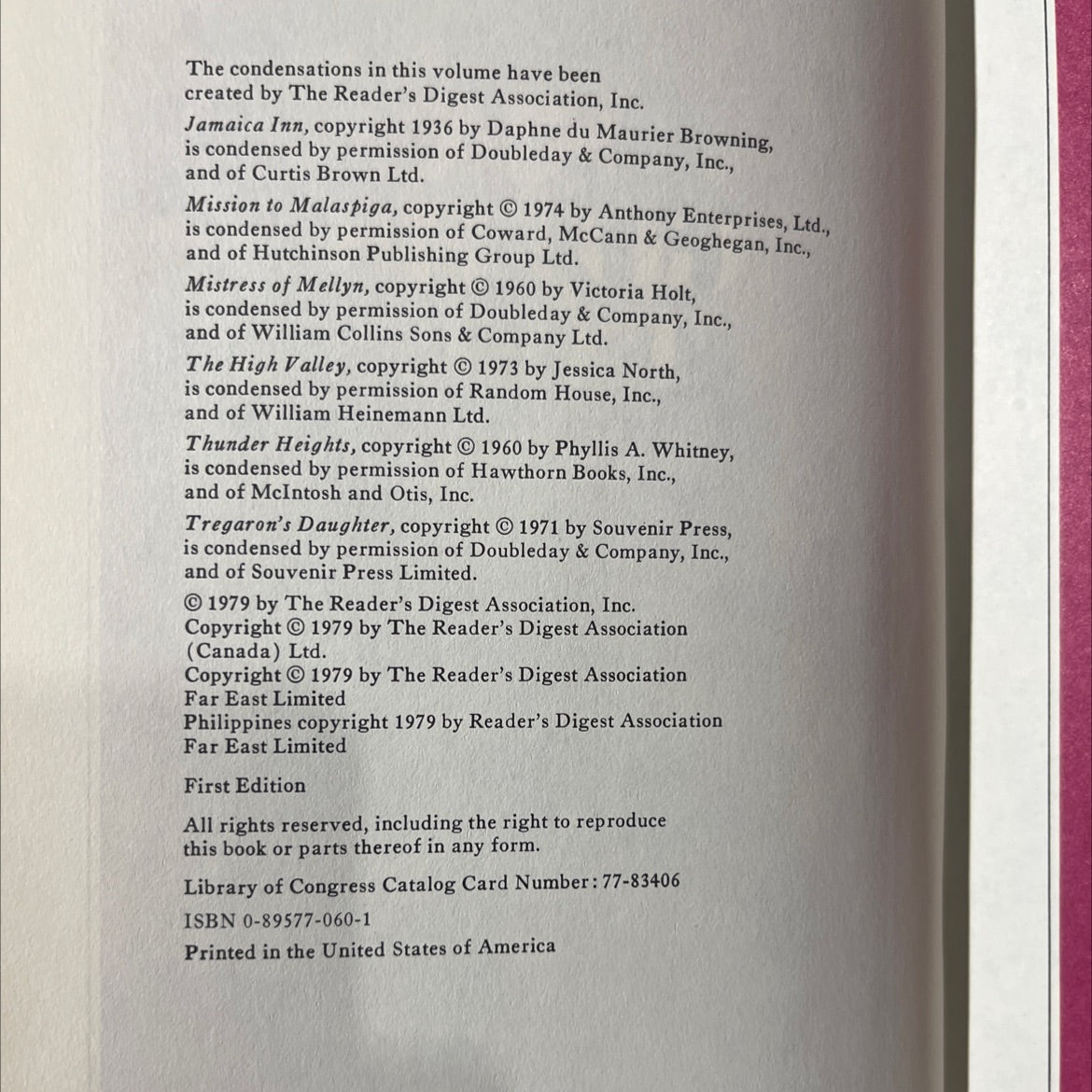 six gothic tales selected and condensed book, by various, 1979 Hardcover image 3