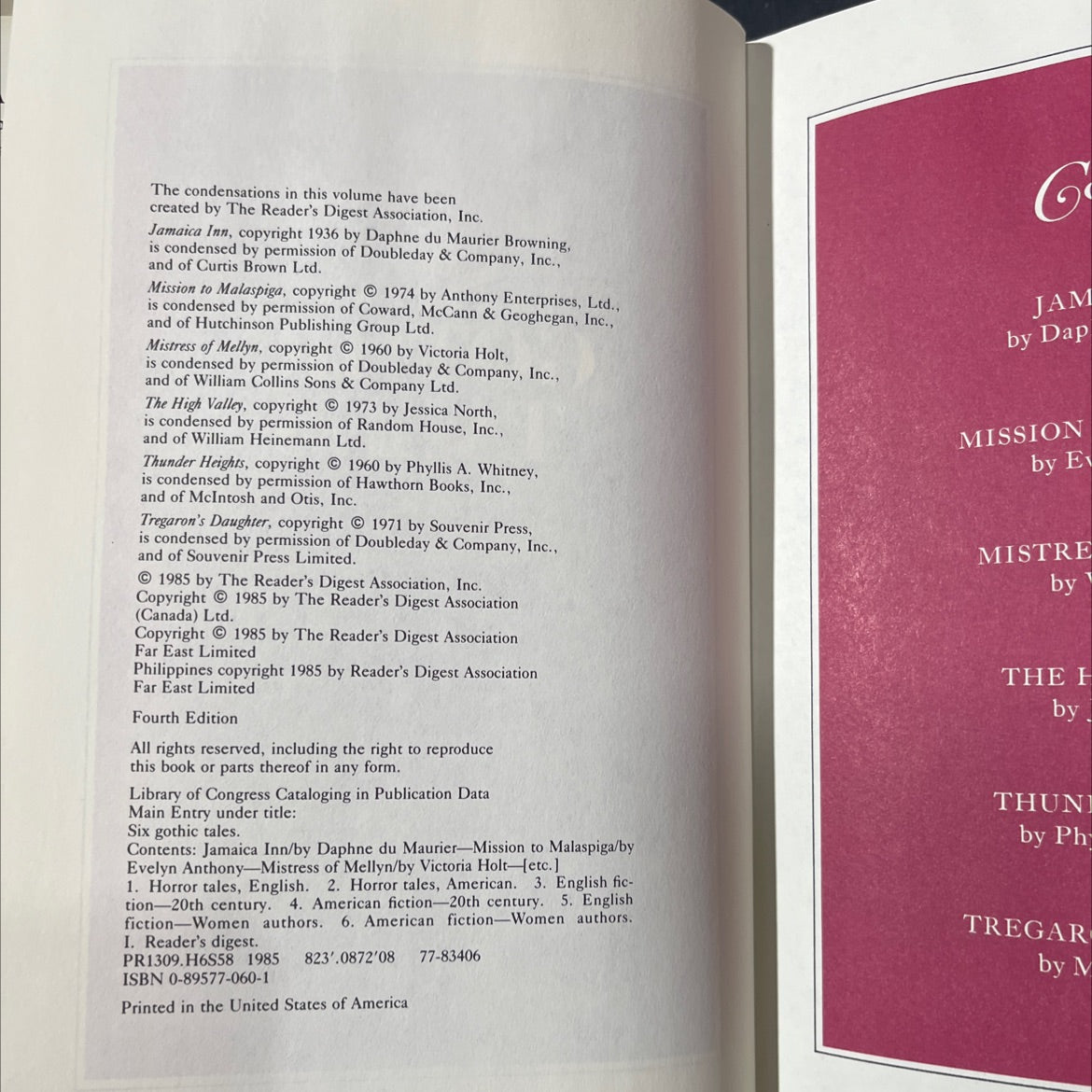 six gothic tales book, by various, 1985 Hardcover image 3