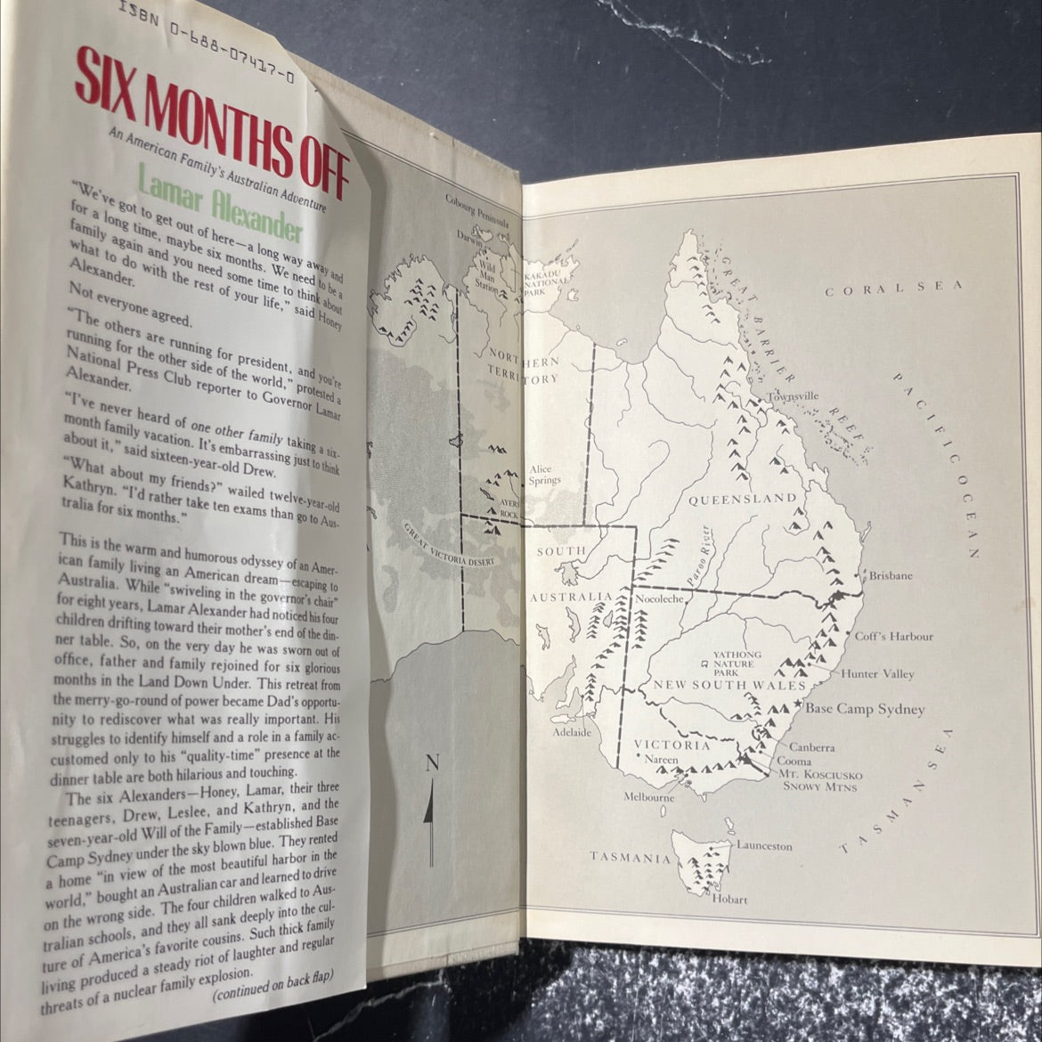 six months off an american family's australian adventure book, by lamar alexander, 1988 Hardcover image 4