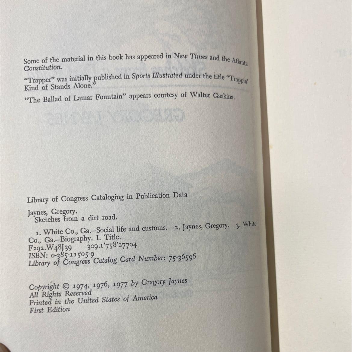 sketches from a dirt road book, by gregory jaynes, 1977 Hardcover image 3