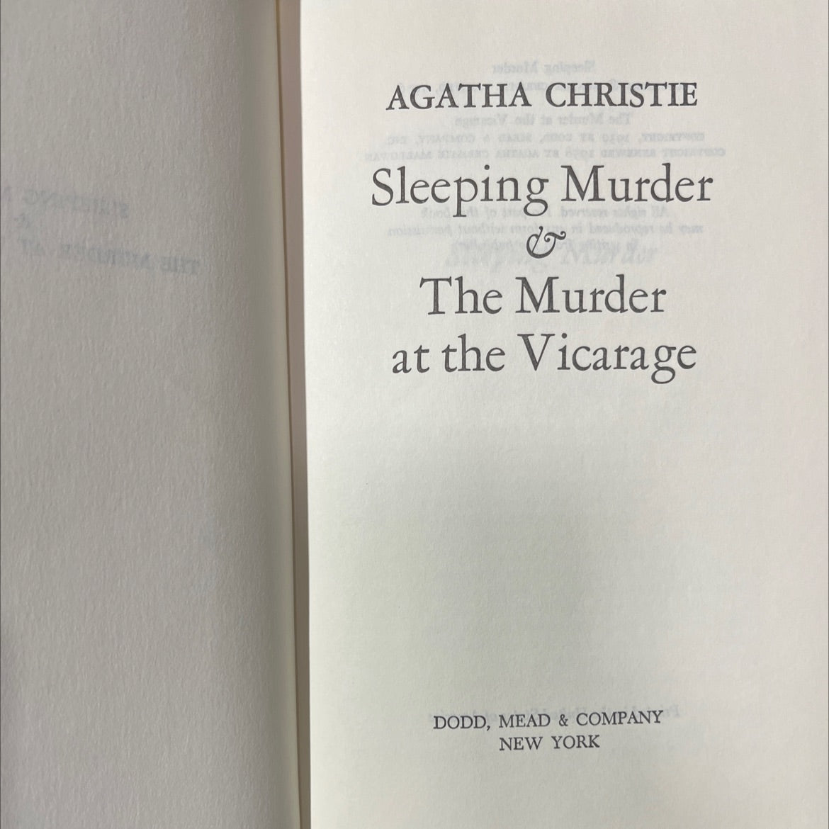 sleeping murder & the murder at the vicarage book, by agatha christie, 1976 Hardcover image 2
